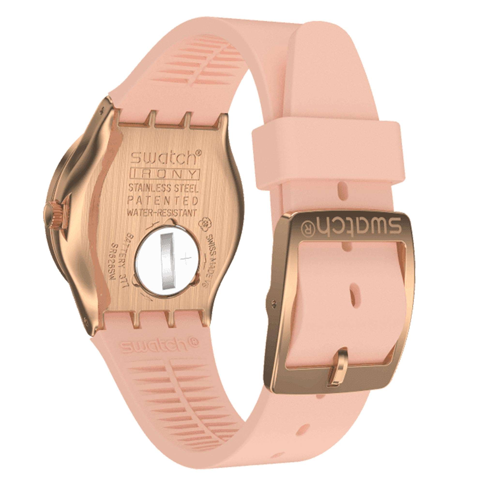 Swatch Pink Dial Confusion Quartz Silicone Strap Ladies Watch YLG140