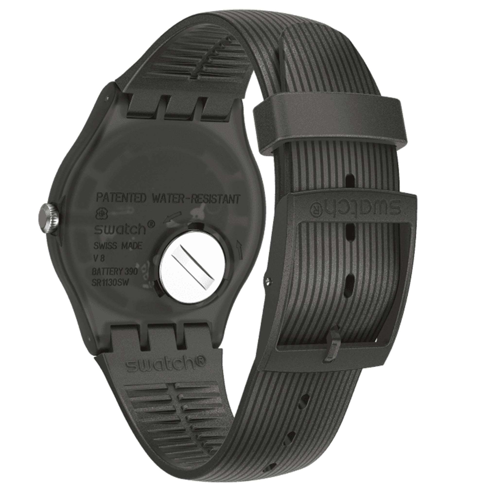 Swatch Intercyderal Quartz Black Dial Silicone Strap Watch SUOB178