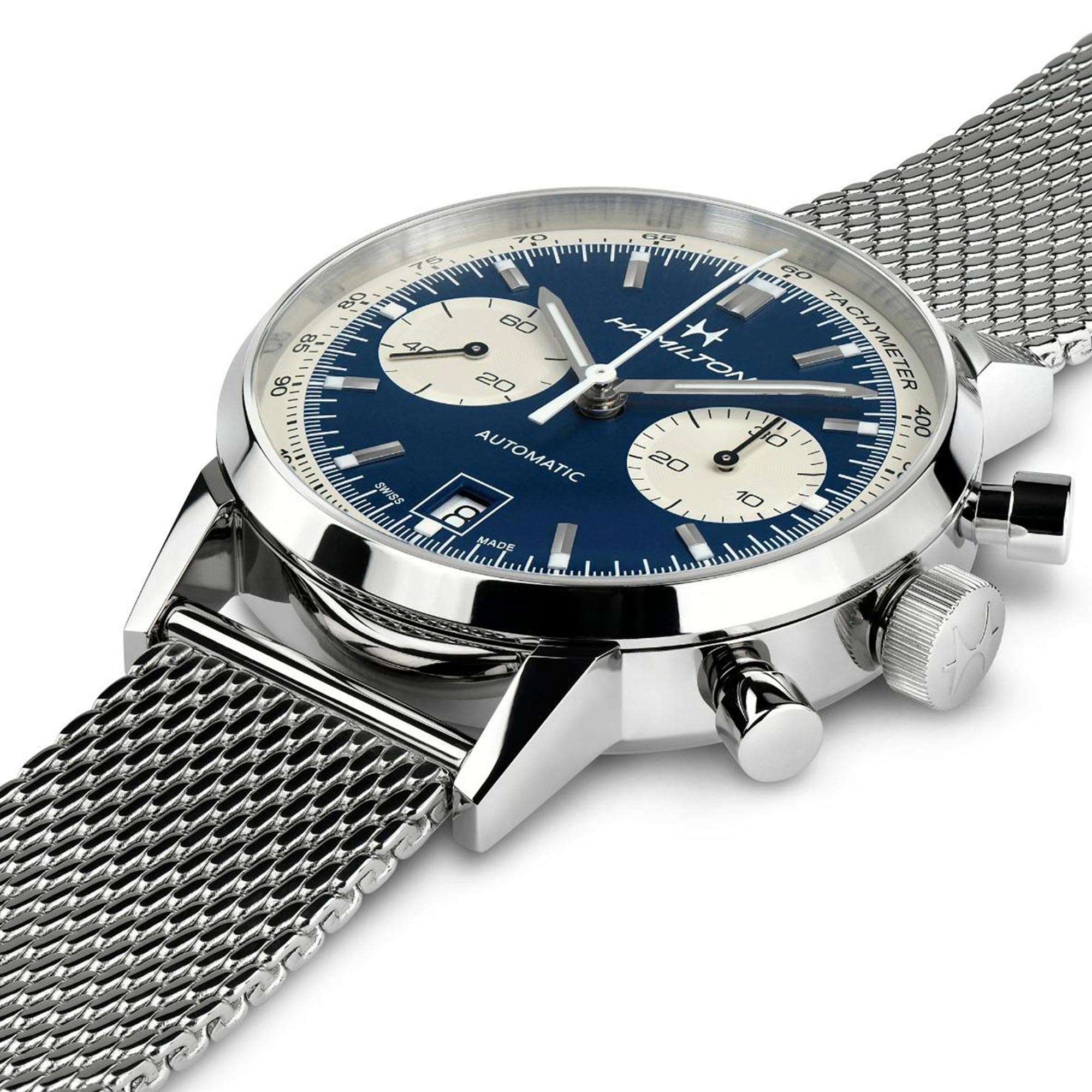Hamilton American Classic 40mm Intra-Matic Chrono Blue Dial Steel Mens Automatic Watch H38416141