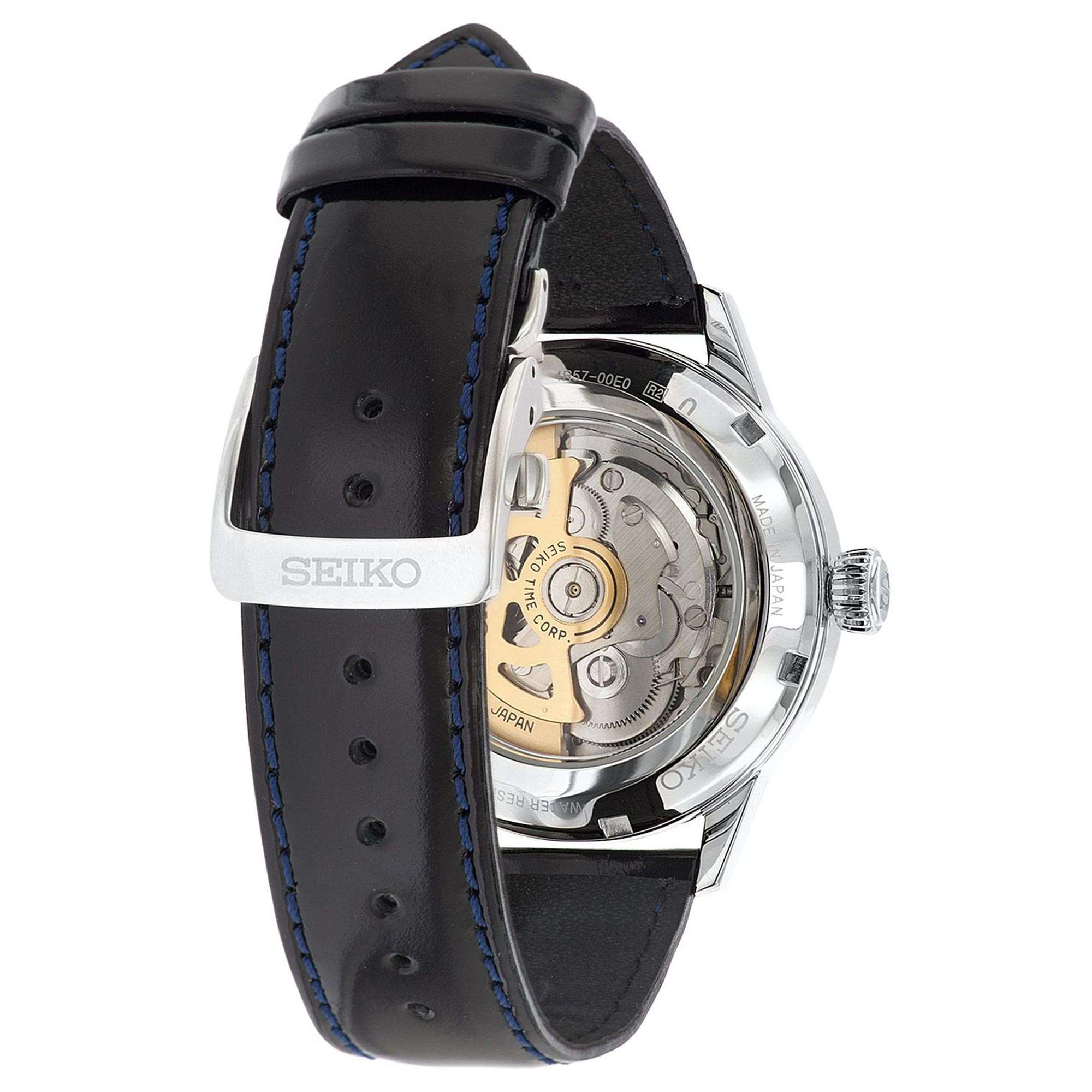 Seiko Presage Cocktail Time Automatic Silver Dial Black Leather Strap Men's Watch SSA343J1