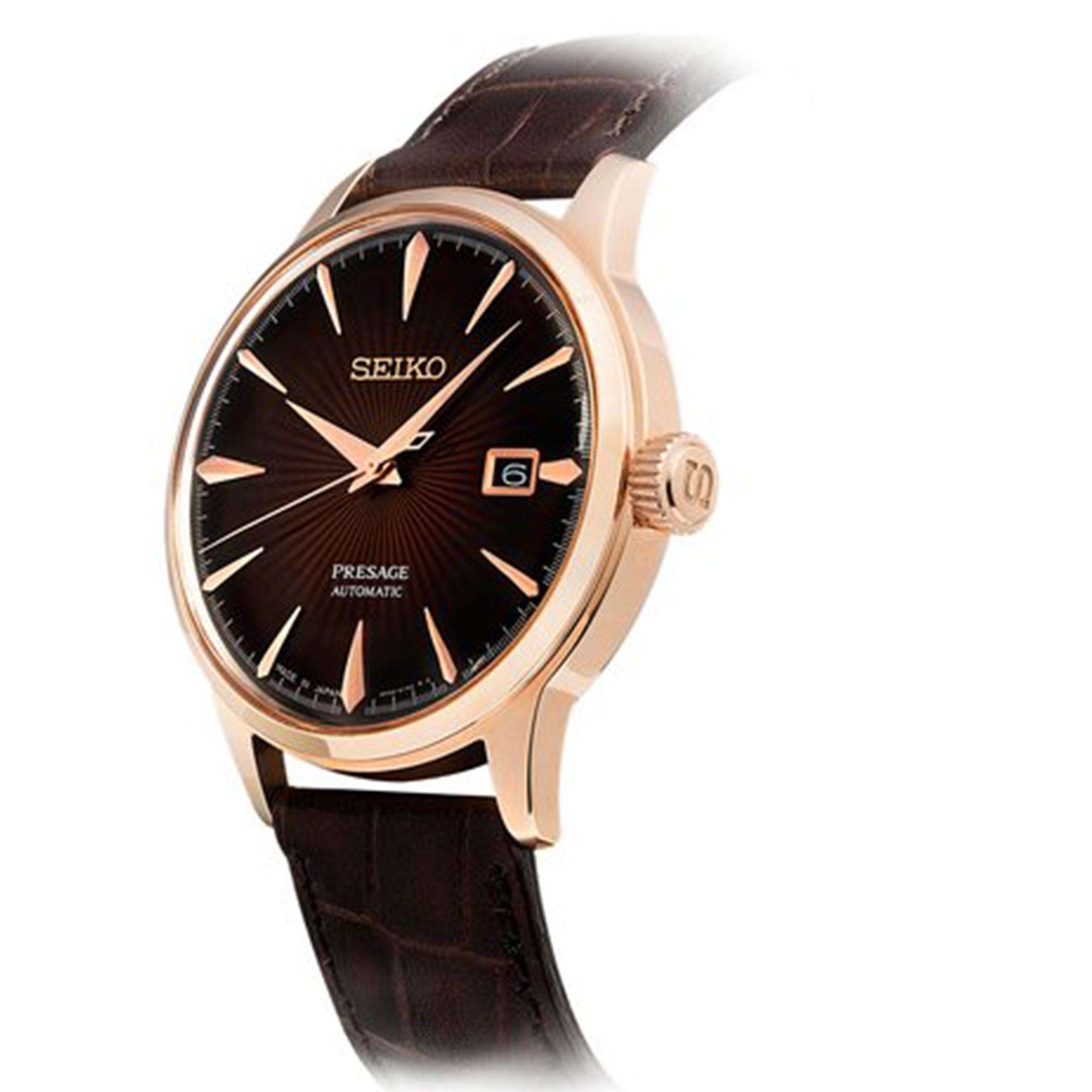 Seiko Presage Cocktail Time Automatic Brown Leather Strap Brown Dial Men's Watch SRPB46J1