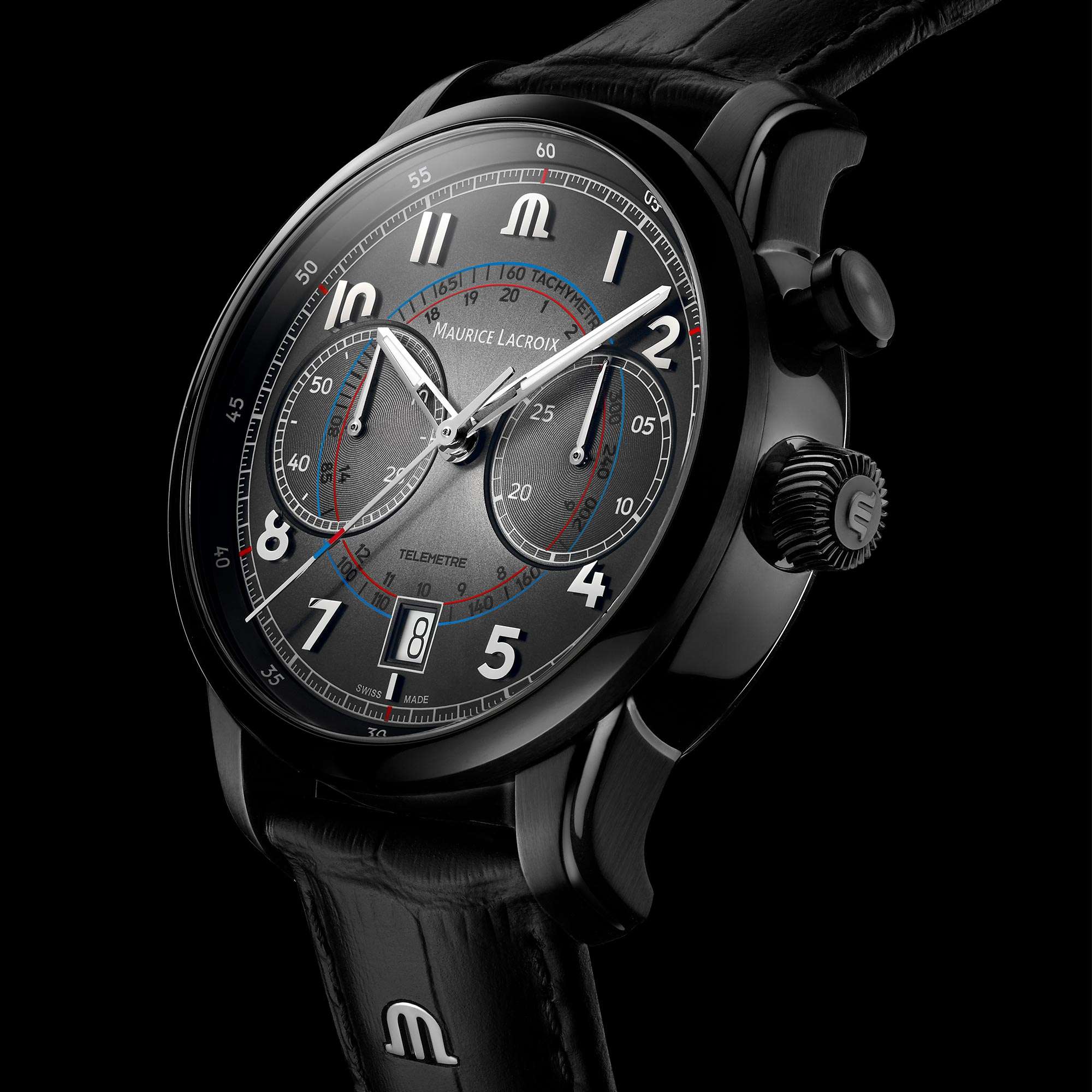 Maurice Lacroix Pontos Chronograph Monopusher Automatic Black Dial Watch PT6428-DLB01-320-2