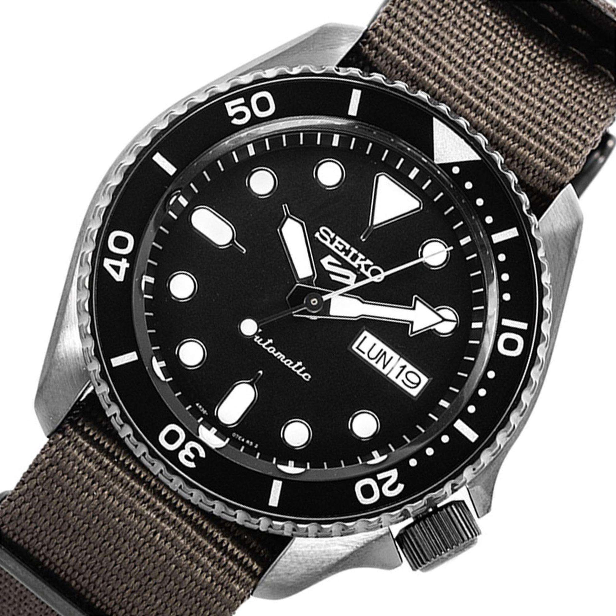 Seiko 5 Sports Automatic Black Dial Green NATO Strap Men's Watch SRPD65K4