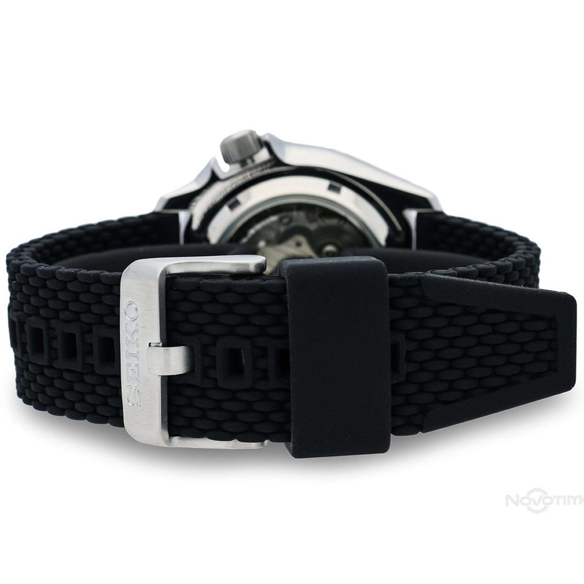 Seiko 5 Sports Automatic Silver Stainless Steel Case Black Silicone Strap Men's Watch SRPD73K2
