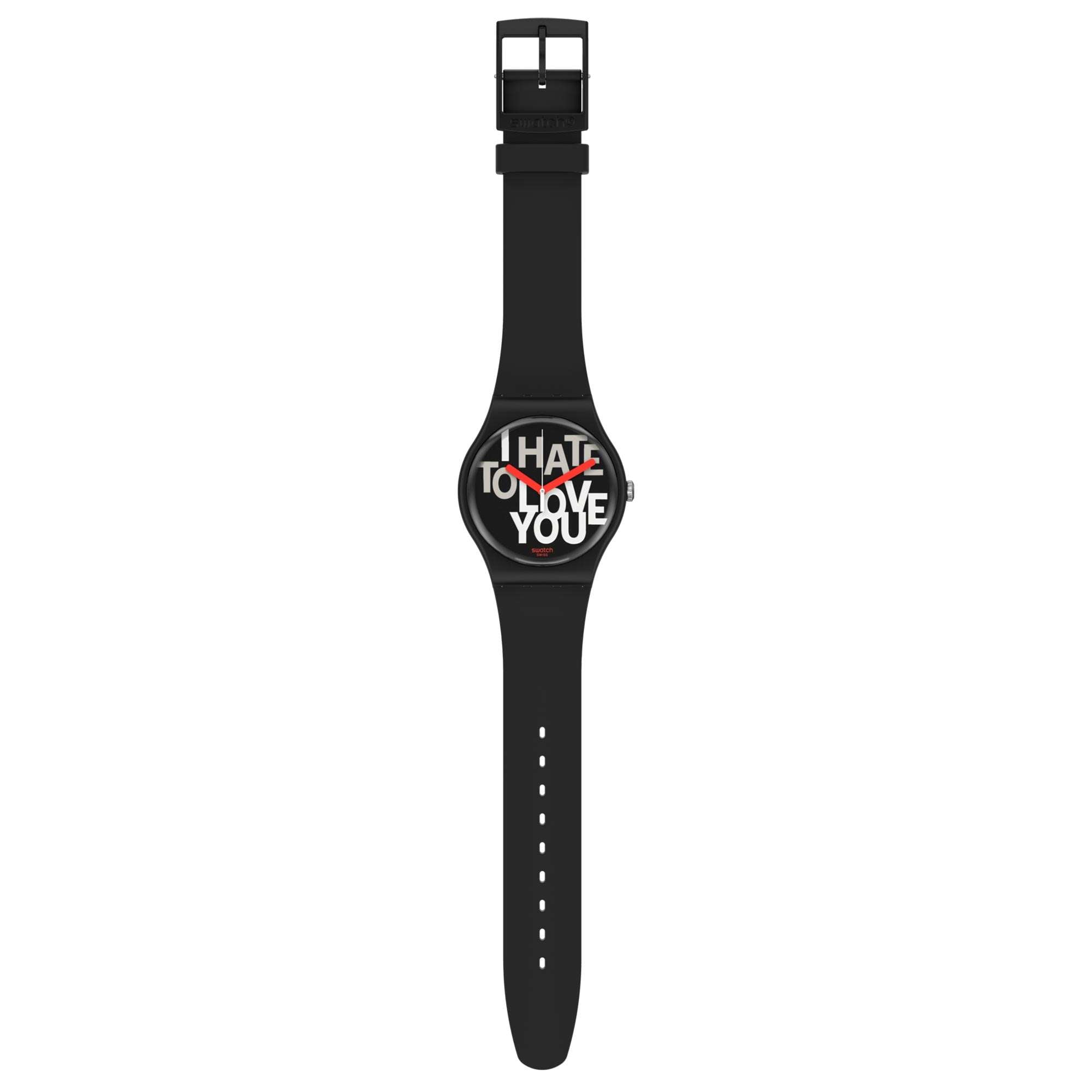 Swatch Hate 2 Love Quartz Black Dial Silicone Strap Watch SUOB185
