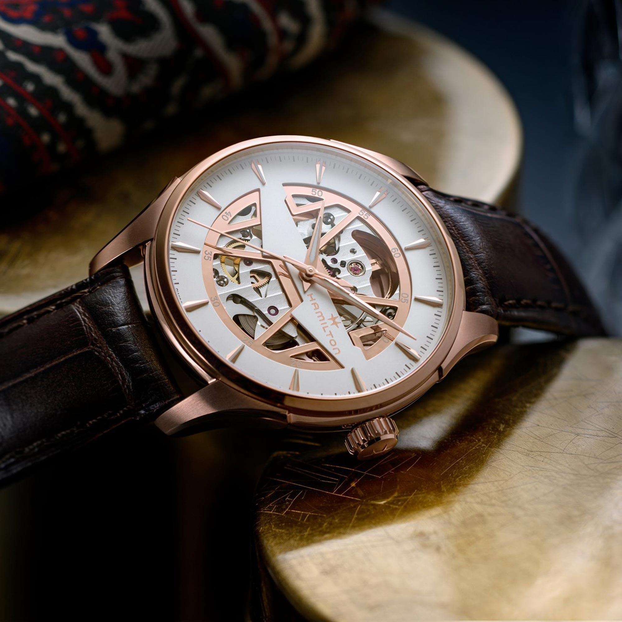 Hamilton Jazzmaster 40mm Skeleton Dial Leather Mens Automatic Watch H42505510