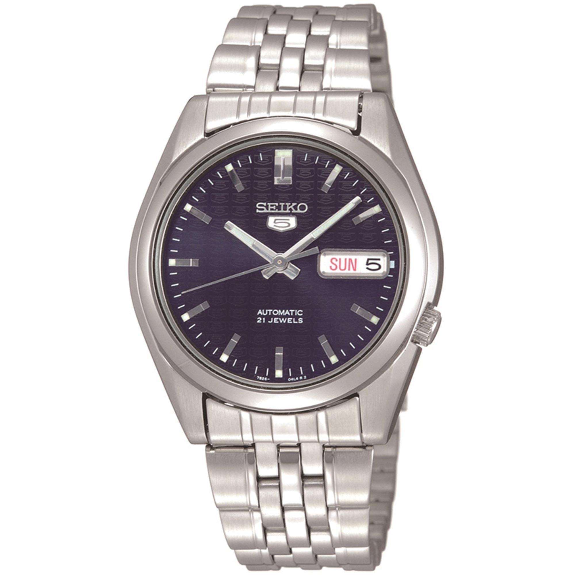 Seiko 5 Automatic Dark Blue Dial Silver Stainless Steel Men's Watch SNK357K1