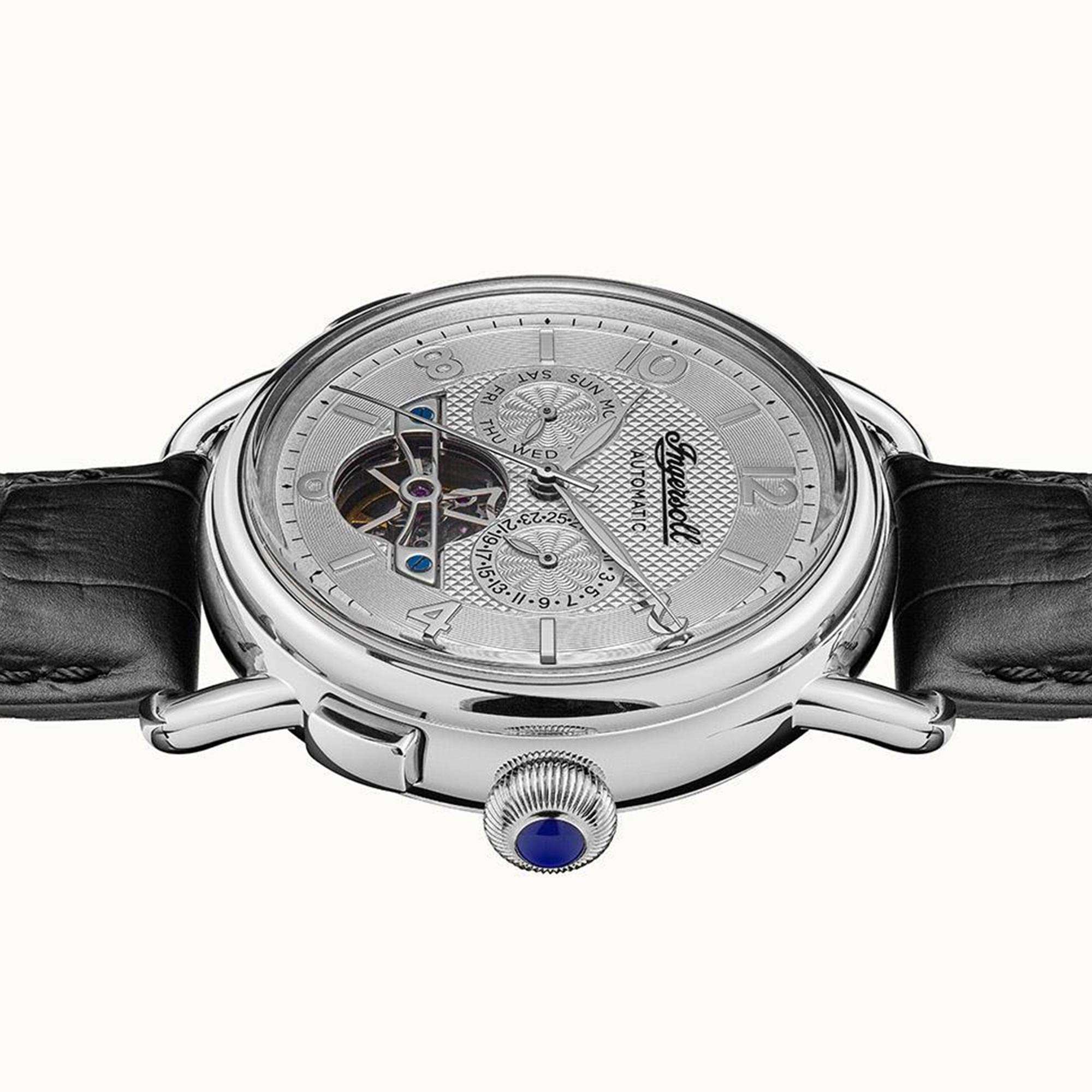 Ingersoll The New England Automatic Silver Dial Black Leather Strap Men's Watch I00903B