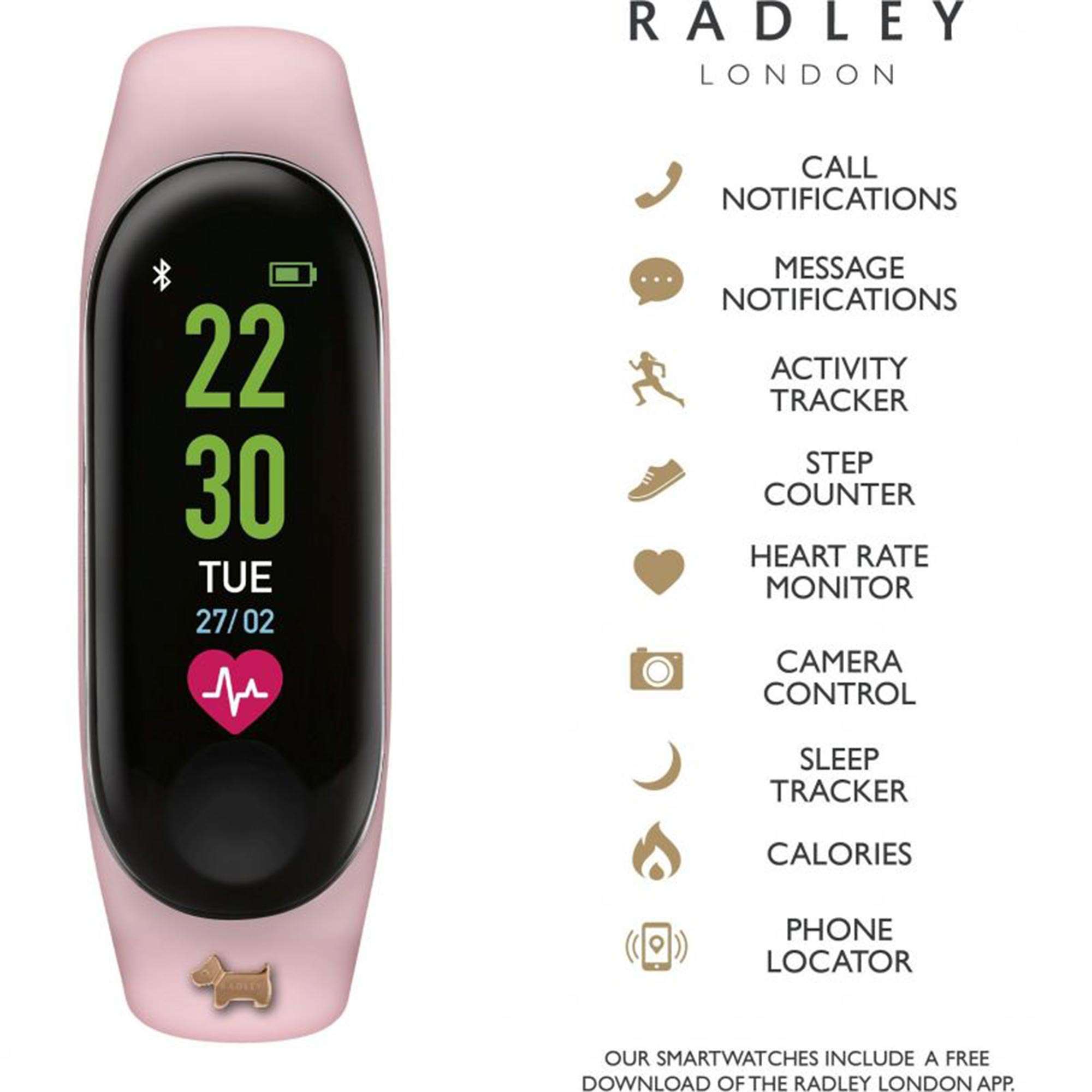 Radley Series 01 Quartz Digital Dial Pink Silicone Strap Ladies Smartwatch RYS01-2008