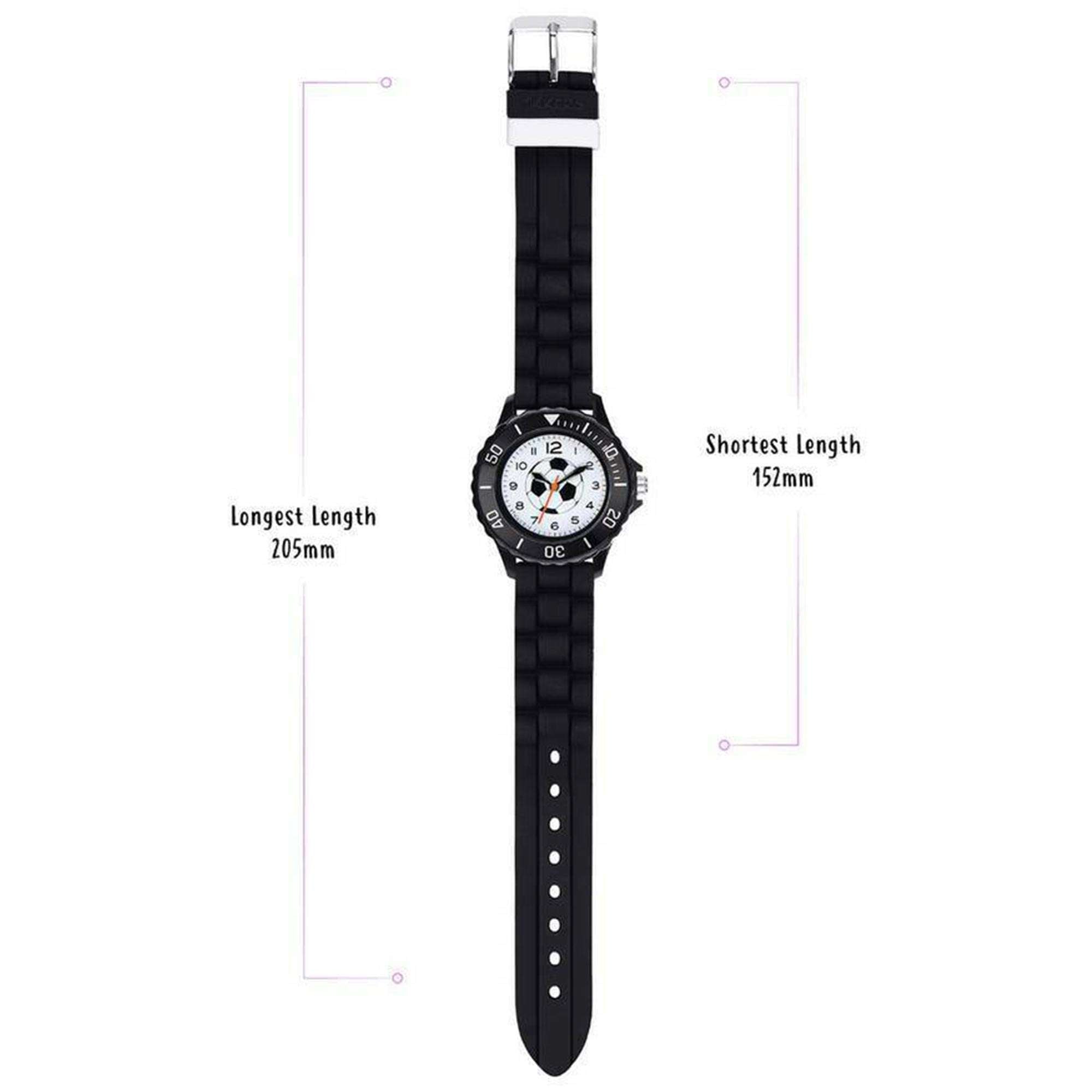 Tikkers Football Quartz White Dial Black Silicone Strap Boys Watch Gift Set ATK1019