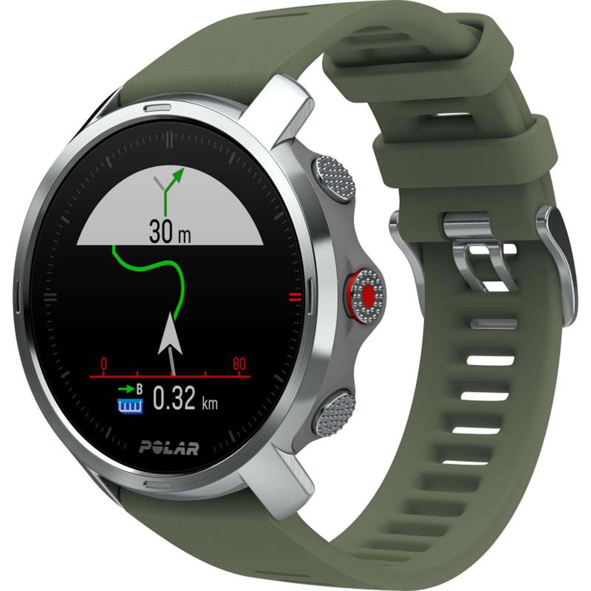 Polar Grit X Quartz Digital Dial Green Rubber Strap Smartwatch 90081737