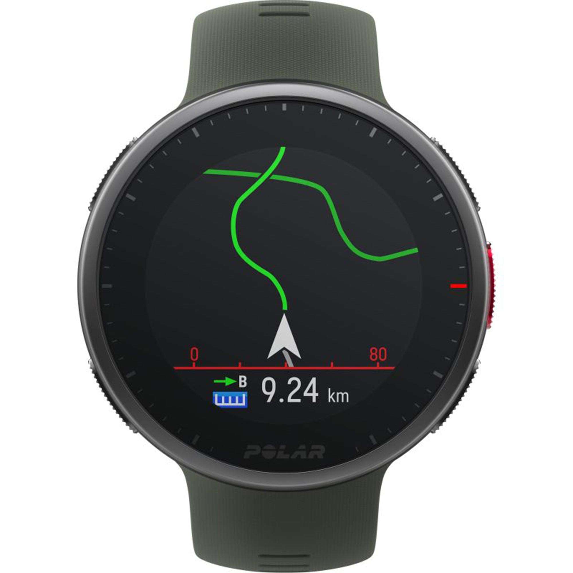 Polar Vantage V2 Quartz Digital Dial Green Rubber Strap Smartwatch 90083653
