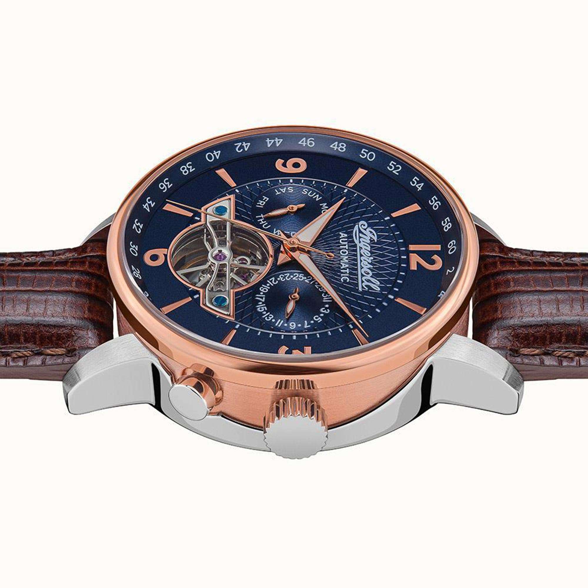 Ingersoll The Grafton Automatic Blue Dial Brown Leather Strap Men's Watch I00703B