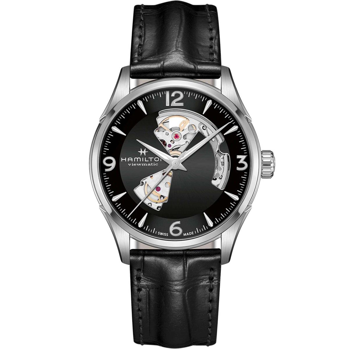 Jazzmaster 42mm Viewmatic Open Heart Dial Leather Automatic Watch H32705731