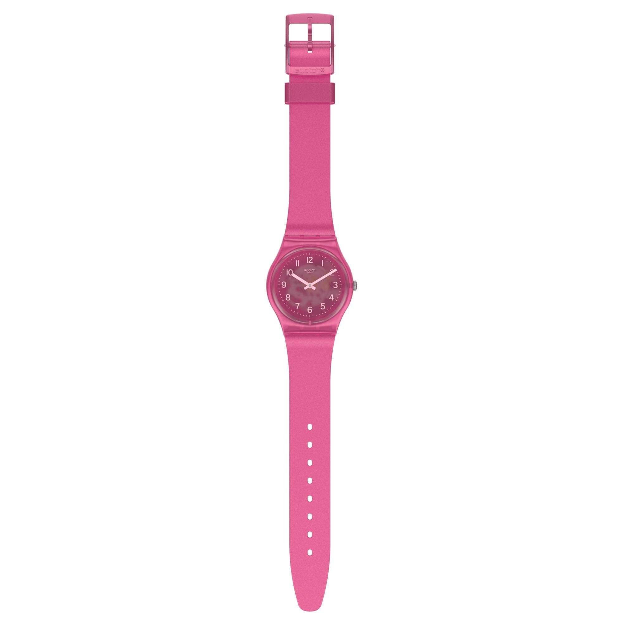 Swtach Original Gent Quartz Pink Dial Pink Silicone Strap GP170
