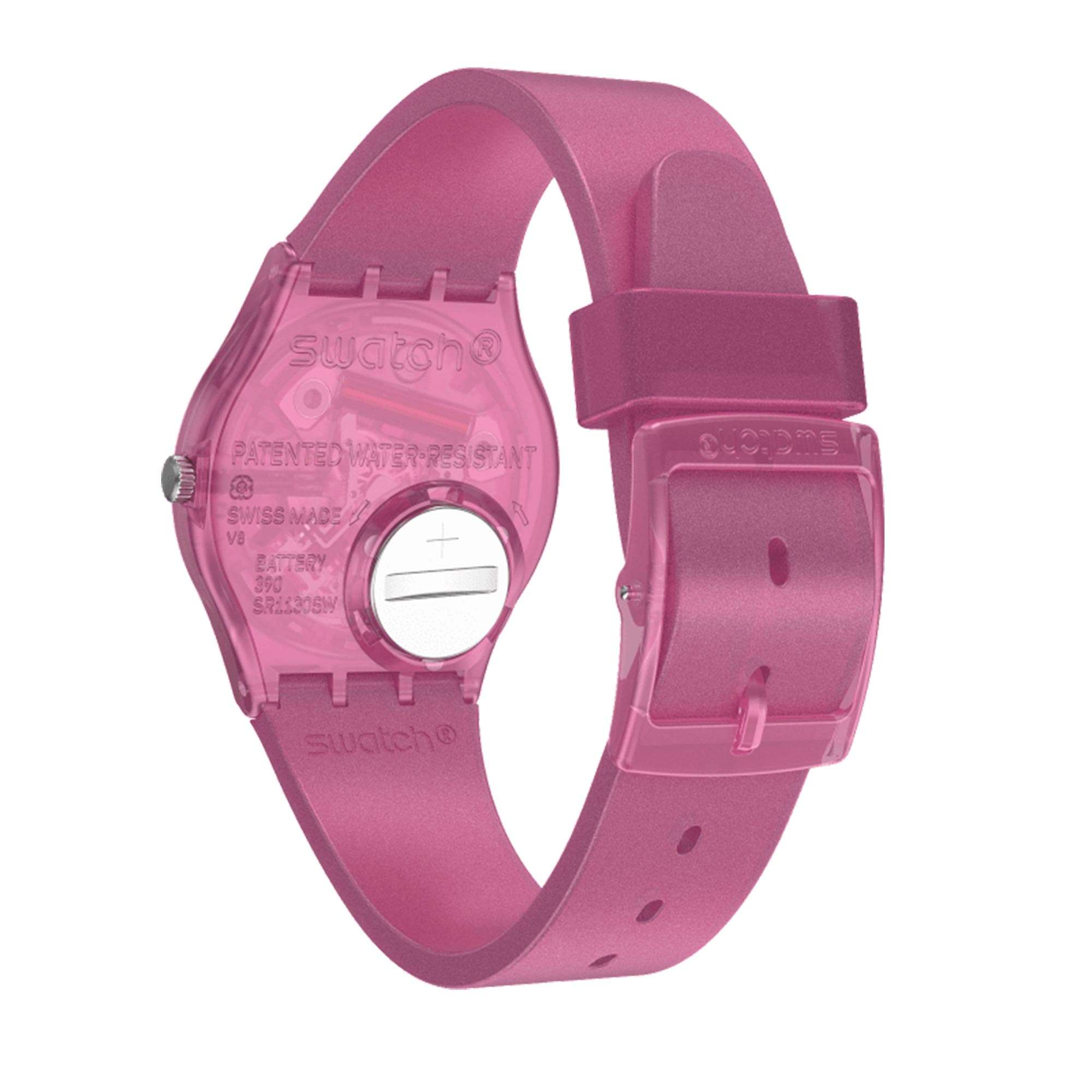 Swtach Original Gent Quartz Pink Dial Pink Silicone Strap GP170