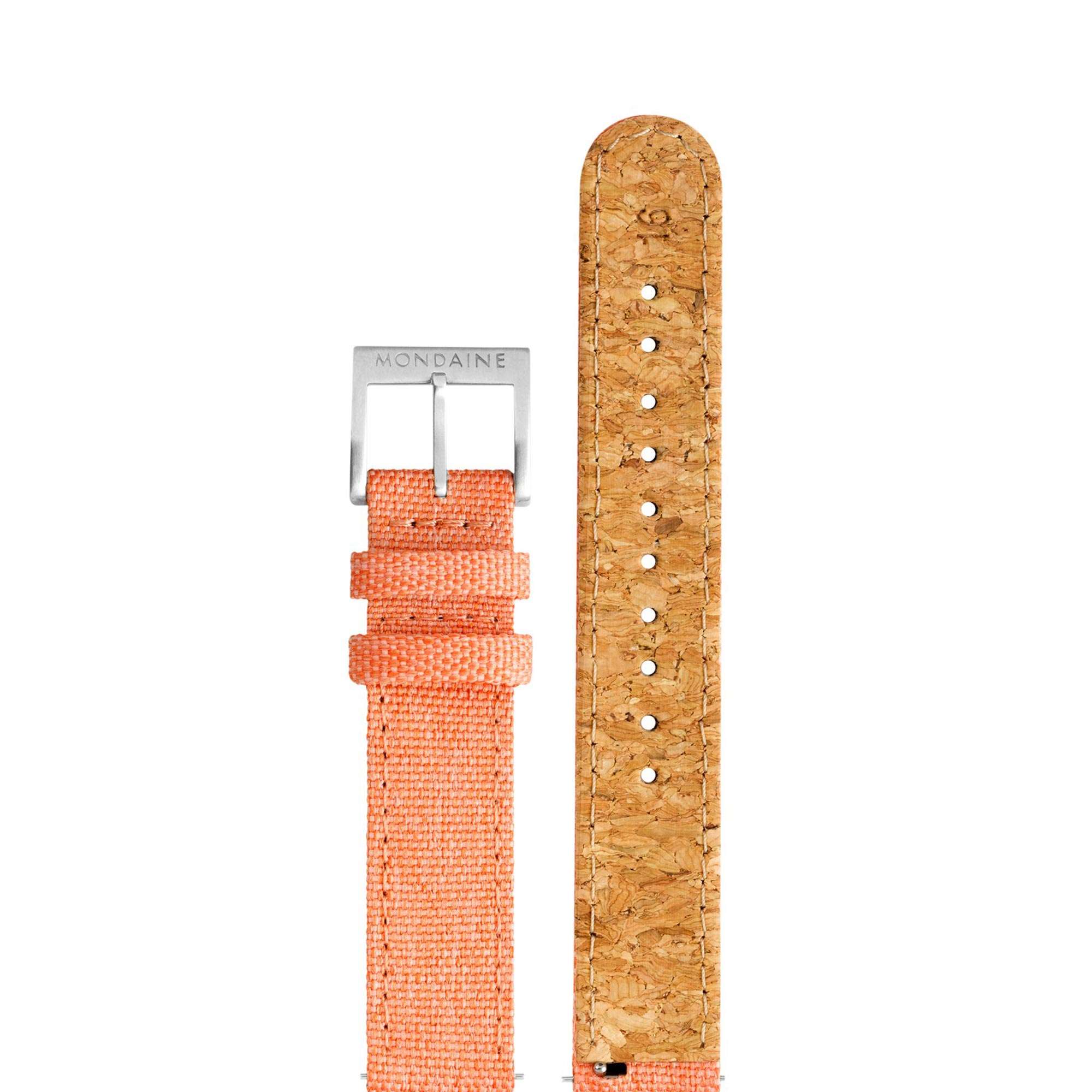 Mondaine Classic Quartz White Dial Orange Recycled Textile Strap Ladies Watch A658.30323.17SBF