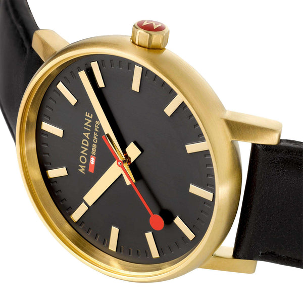 Mondaine Evo2 Quartz Black Dial Black Leather Strap Unisex Watch MSE.40122.LB