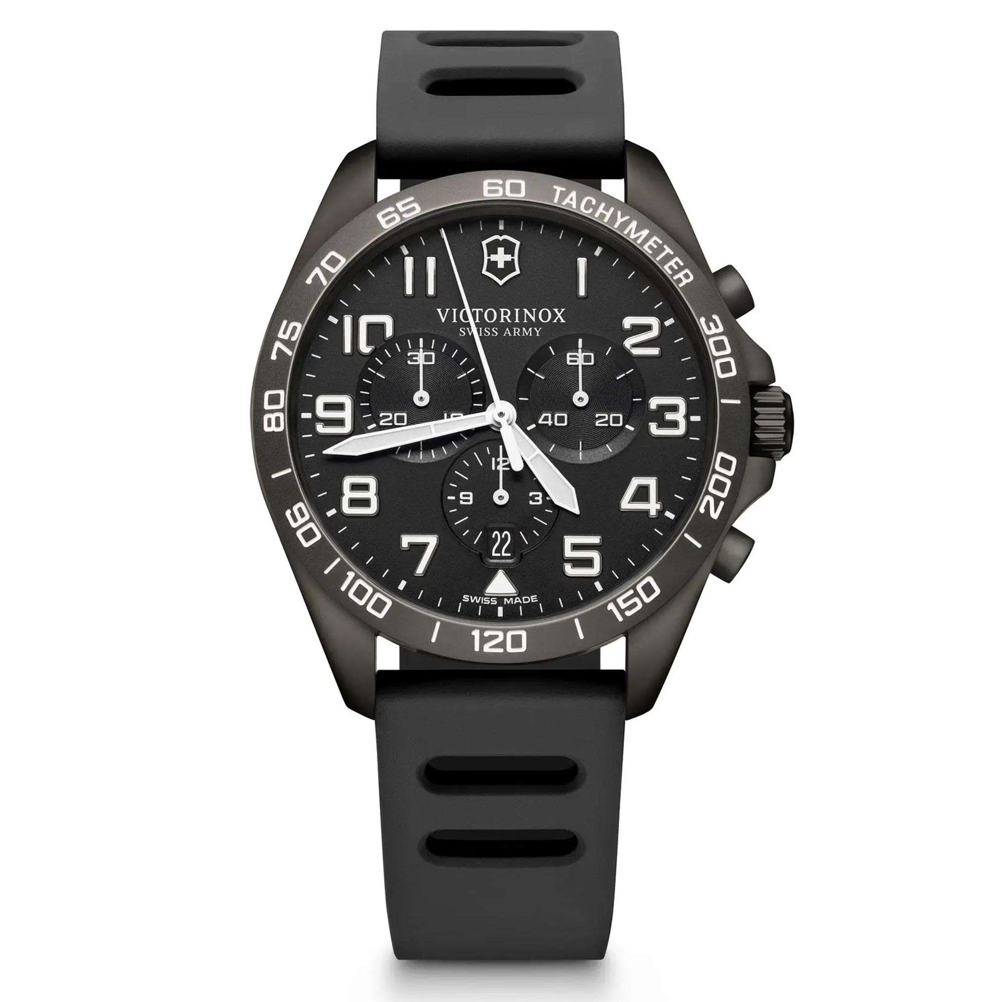 Victorinox Fieldforce 42mm Chronograph Black Dial Rubber Mens Quartz Watch 241926.1