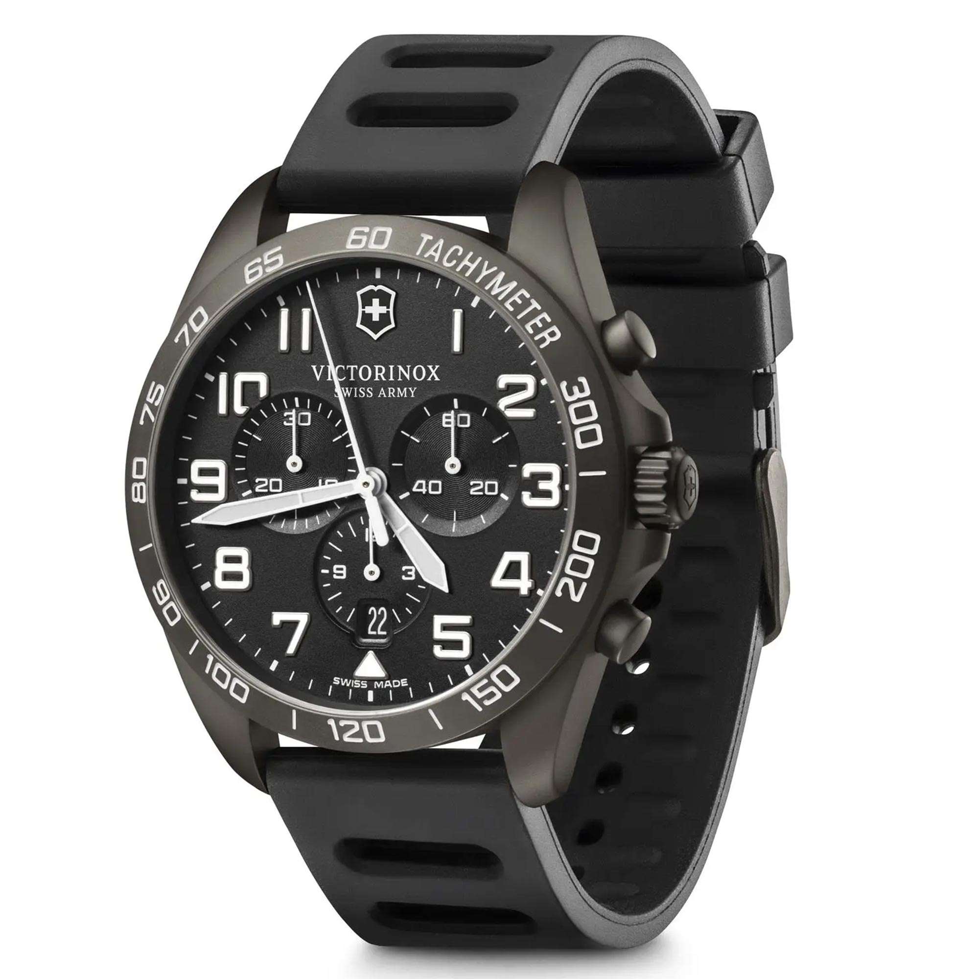 Victorinox Fieldforce 42mm Chronograph Black Dial Rubber Mens Quartz Watch 241926.1