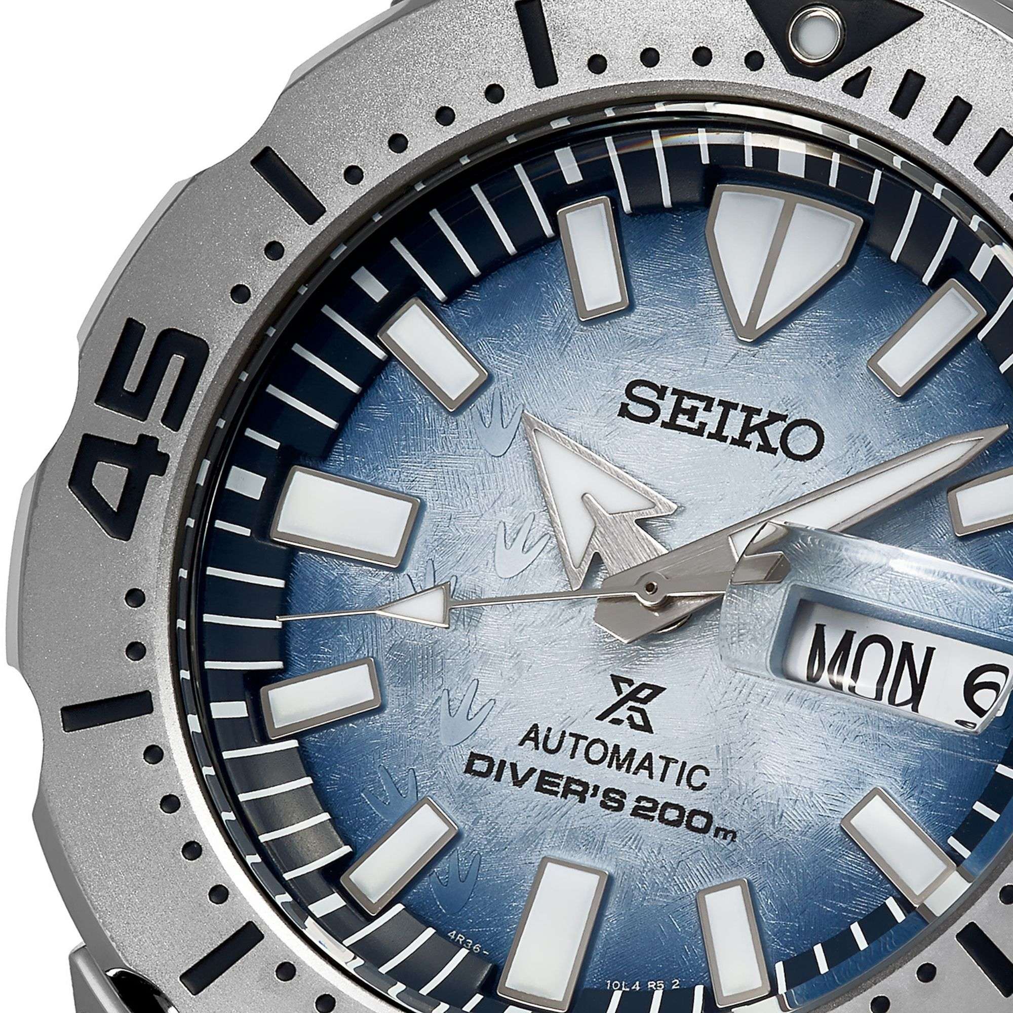 Seiko Prospex Antarctica Monster Save the Ocean Automatic Blue Dial Stainless Steel Bracelet Men's Watch SRPG57K1