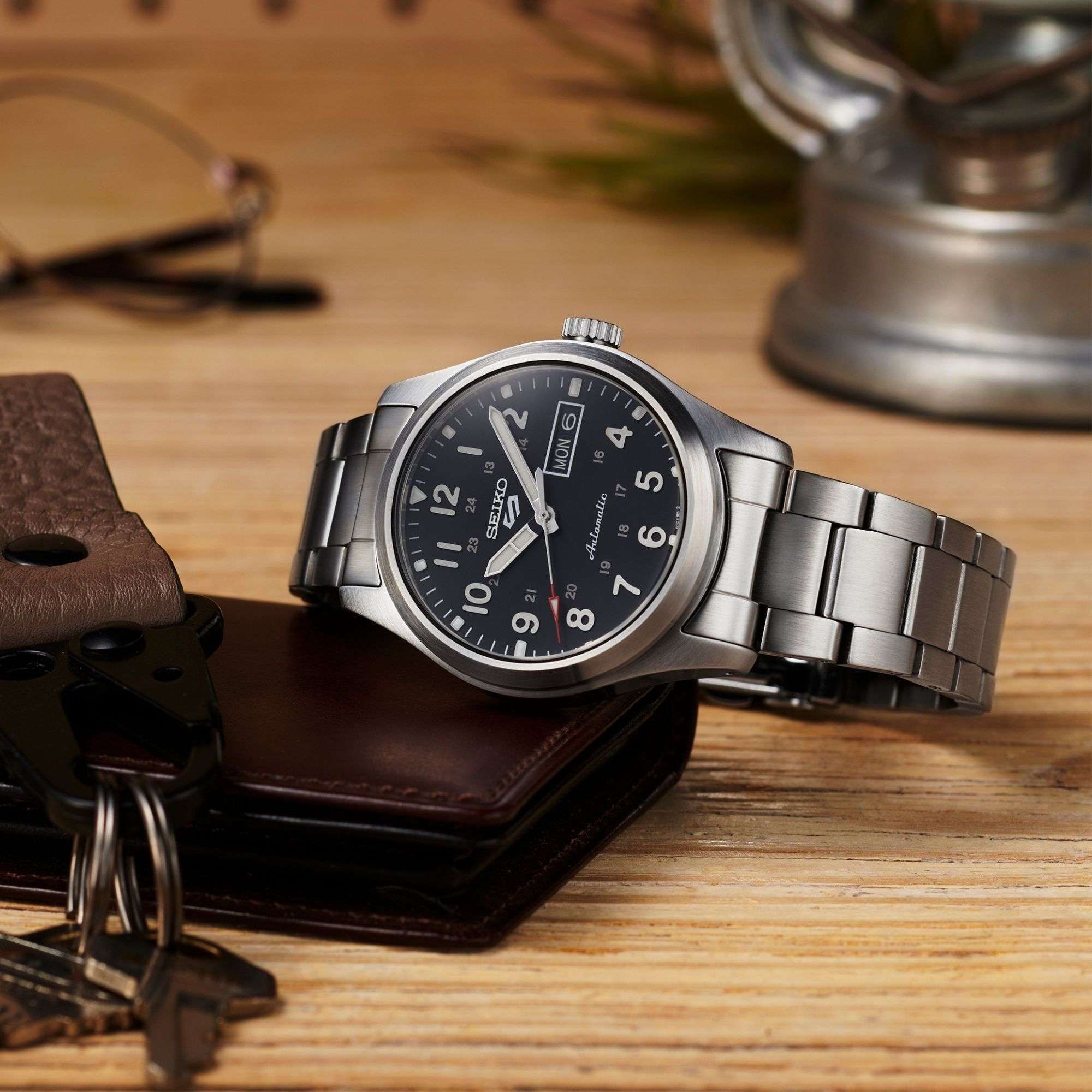 Seiko 5 Sports Military Field Collection Automatic Black Dial Stainless Steel Bracelet Men's Watch SRPG27K1