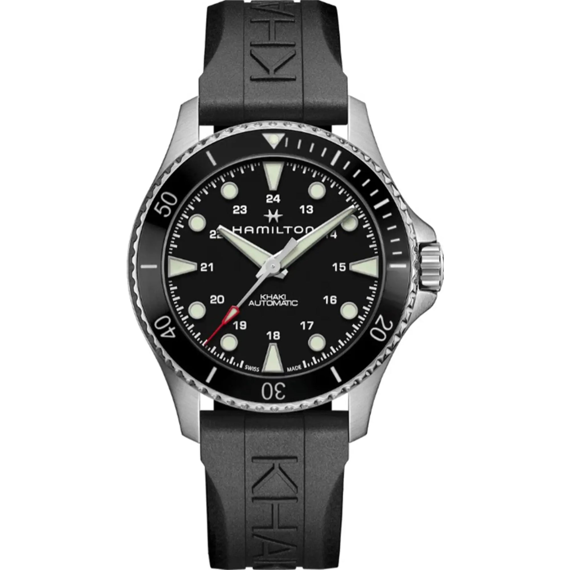Hamilton Khaki Navy Scuba Automatic Black Dial Rubber Bracelet Men's Watch H82515330