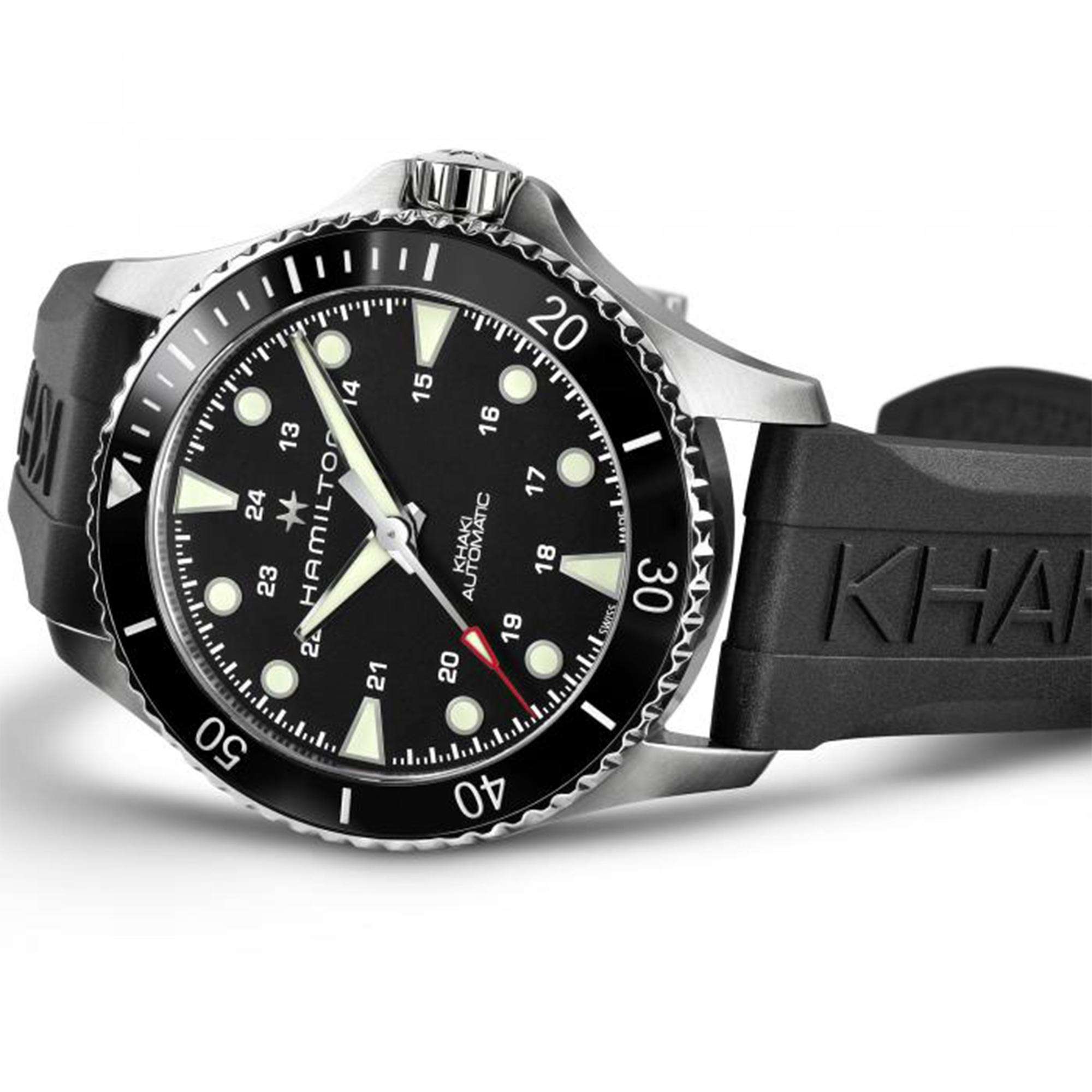 Hamilton Khaki Navy Scuba Automatic Black Dial Rubber Bracelet Men's Watch H82515330