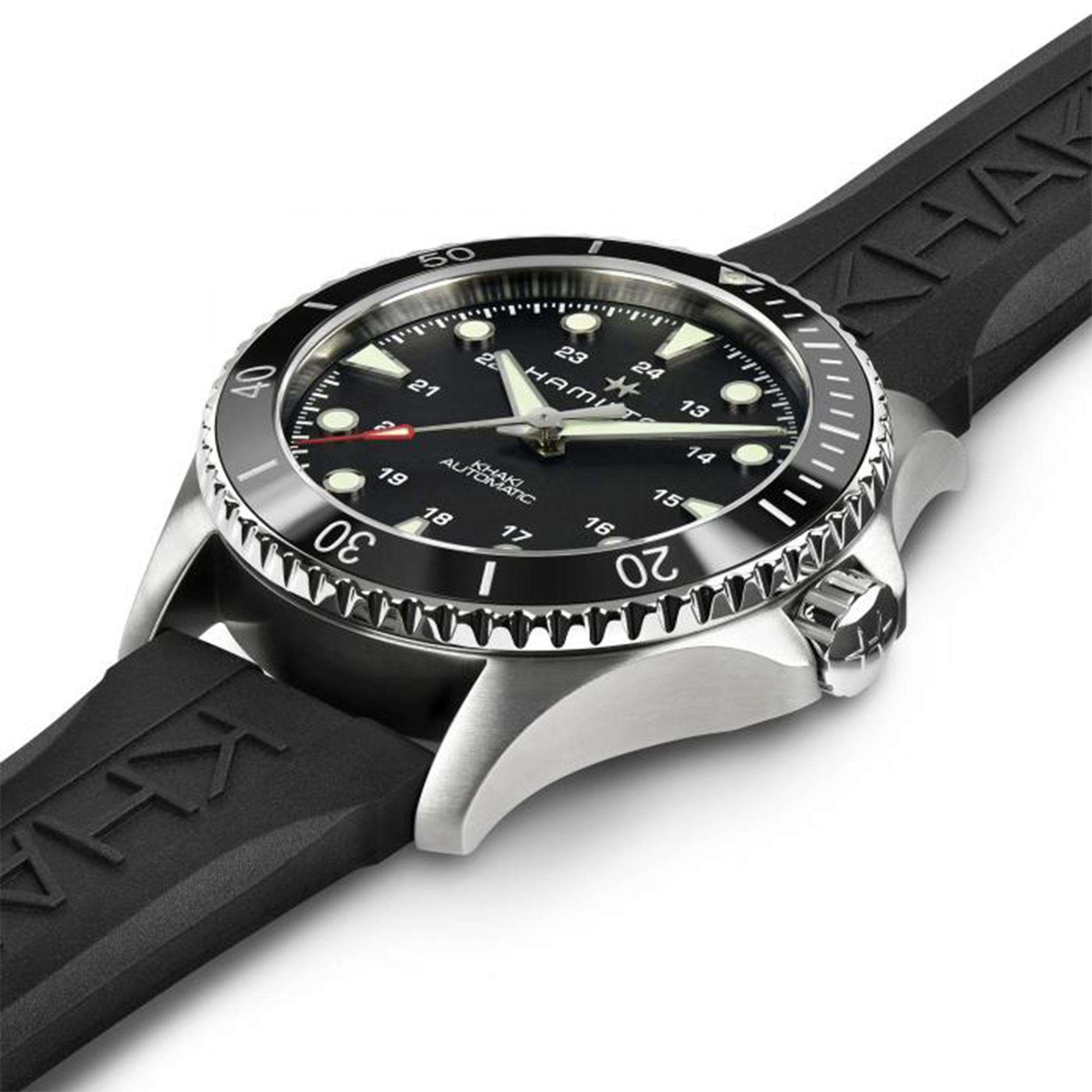 Hamilton Khaki Navy Scuba Automatic Black Dial Rubber Bracelet Men's Watch H82515330