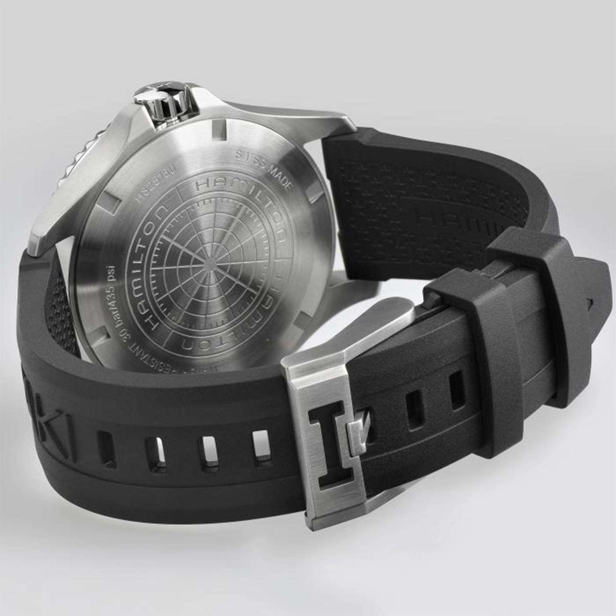 Hamilton Khaki Navy Scuba Automatic Black Dial Rubber Bracelet Men's Watch H82515330