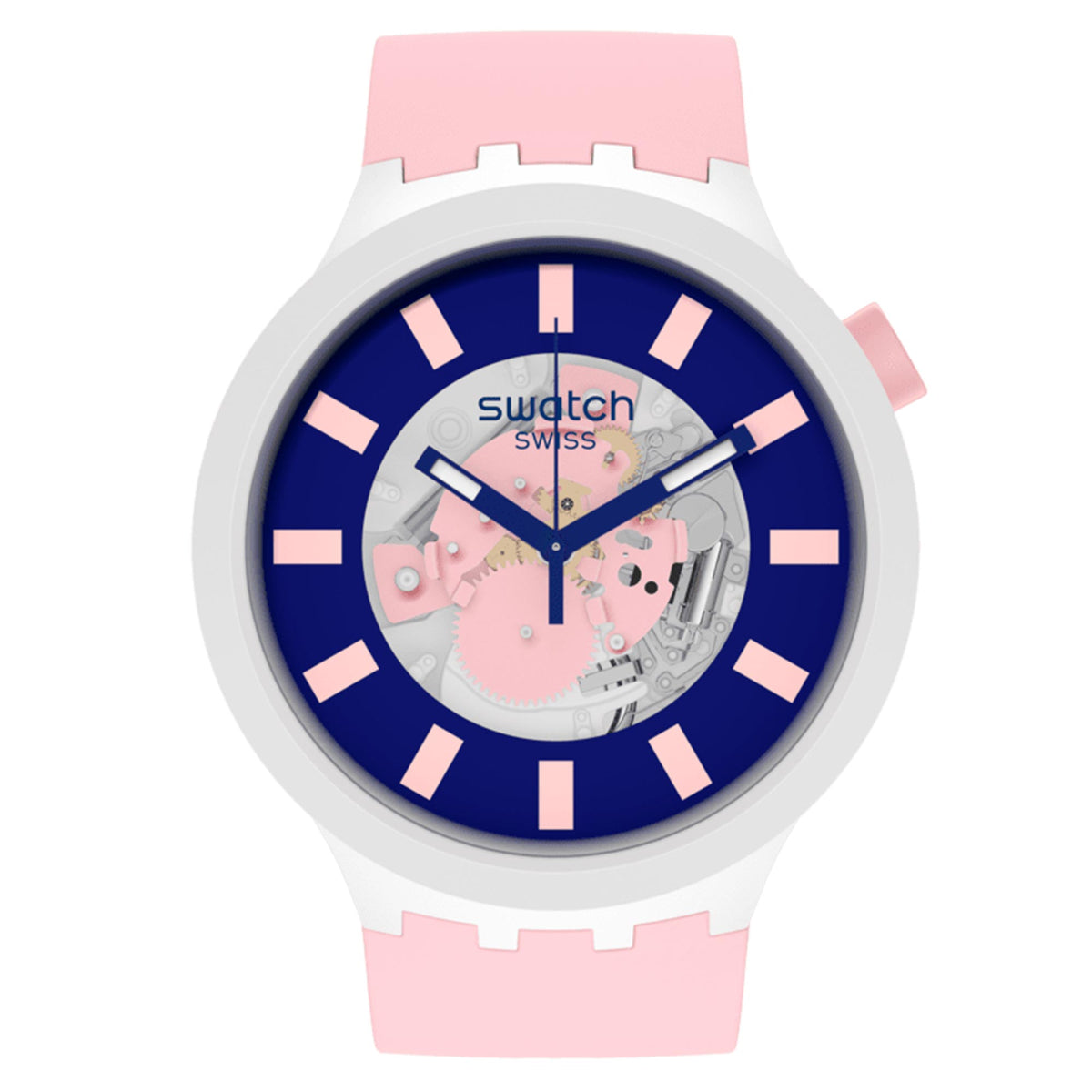 Swatch Diversipink Quartz Movement Blue Dial Silicone Strap Watch ...