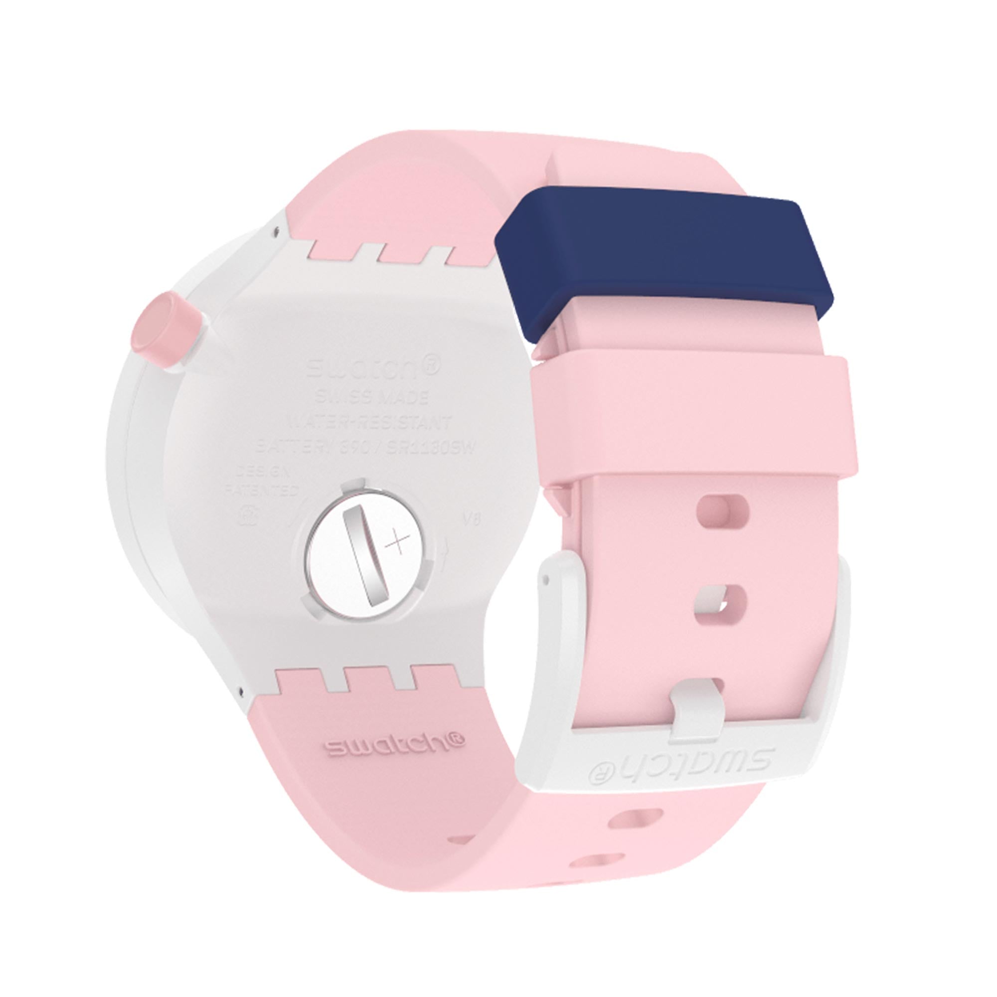 Swatch Diversipink Quartz Movement Blue Dial Silicone Strap Watch SB03M105