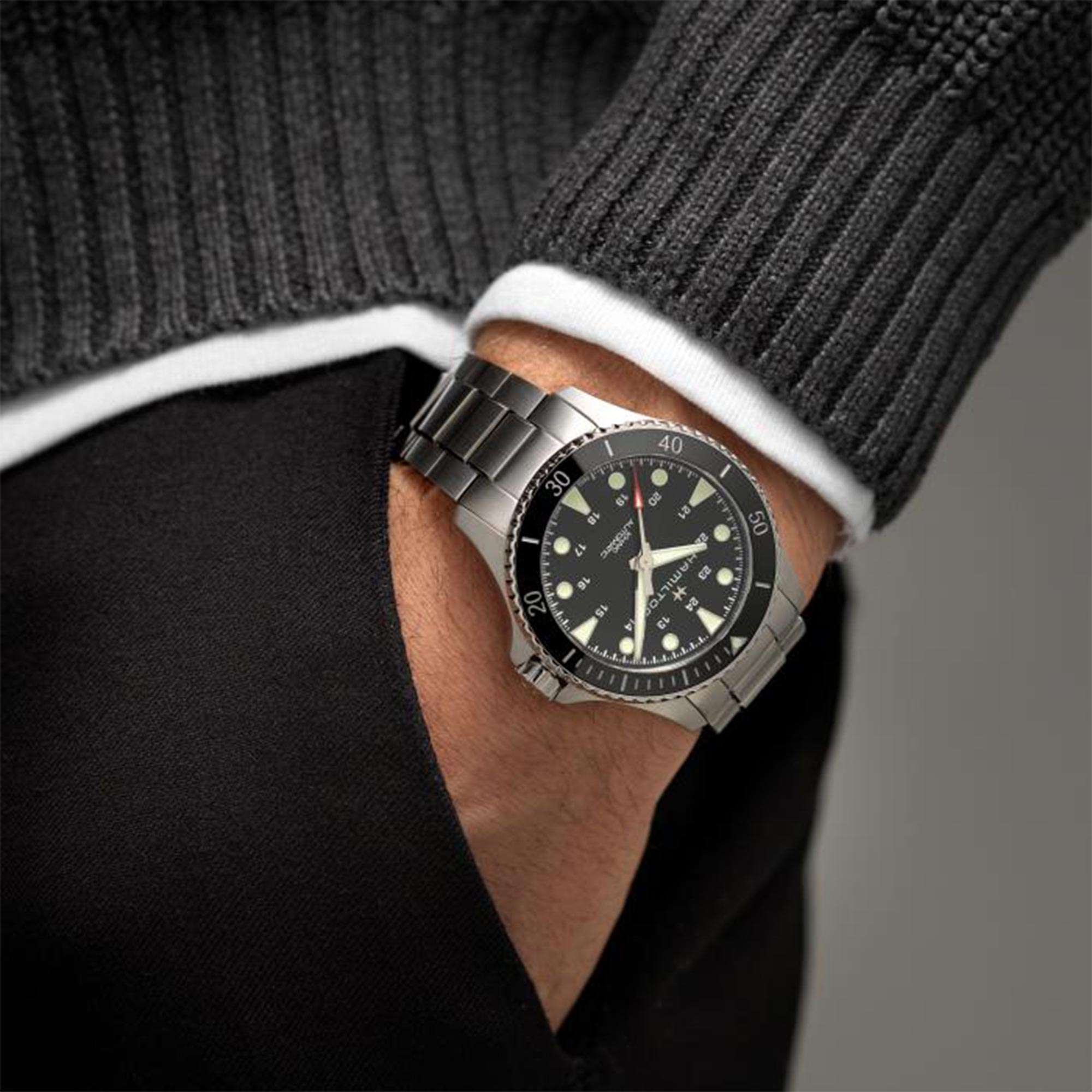 Hamilton Khaki Navy Scuba Automatic Black Dial Stainless Steel Bracelet Men's Watch H82515130