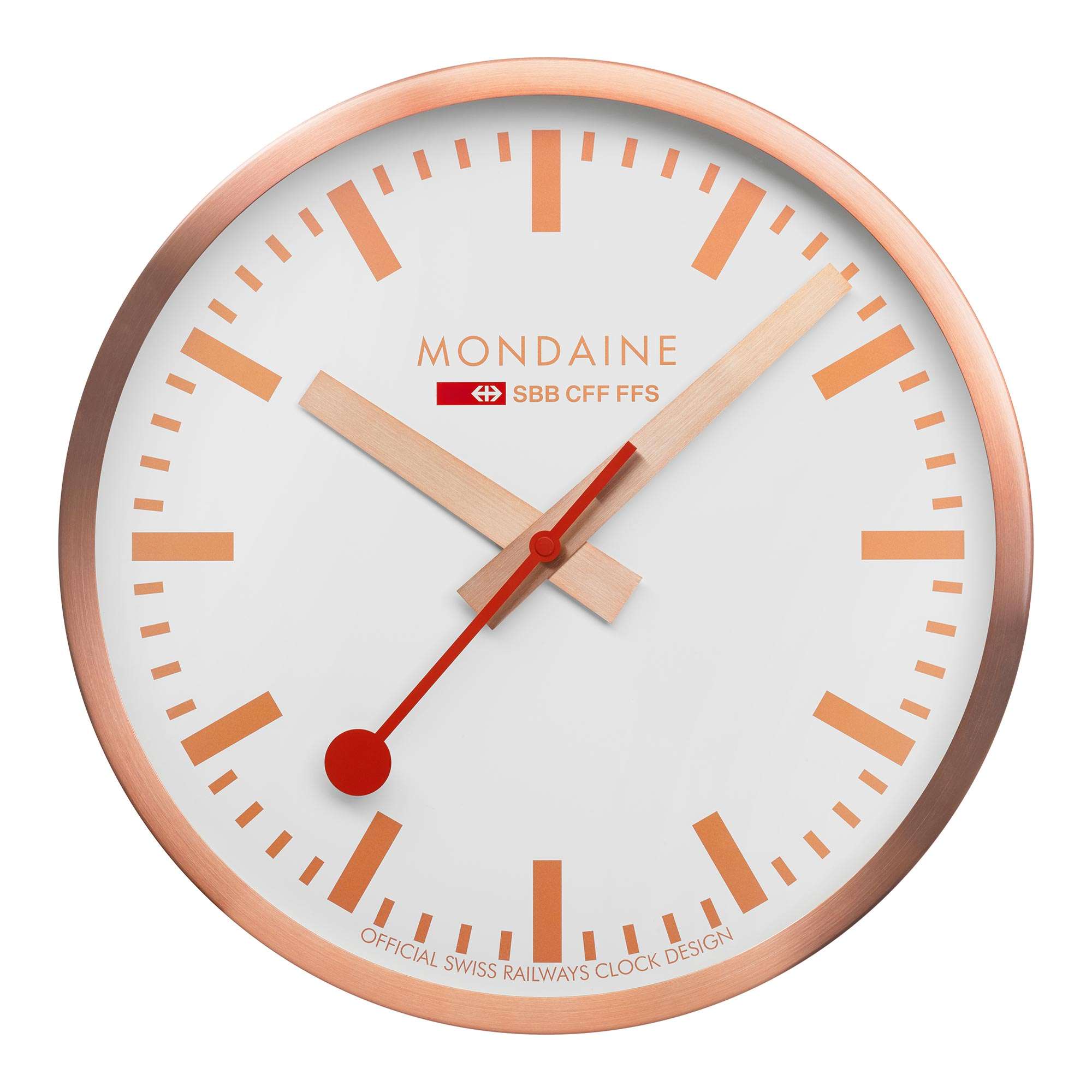 Mondaine Wall Clock White Dial Copper Case 40cm A995.CLOCK.17SBK