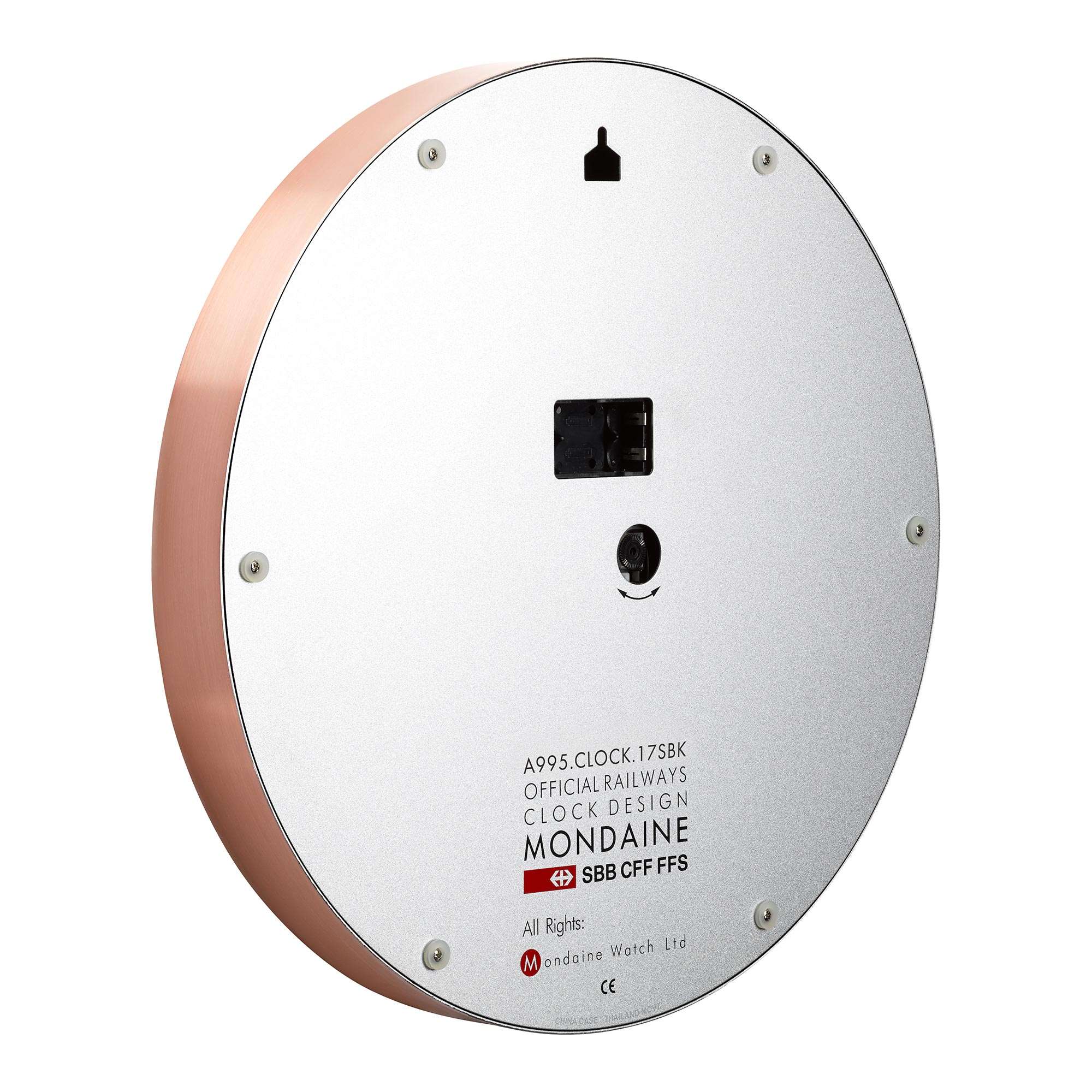 Mondaine Wall Clock White Dial Copper Case 40cm A995.CLOCK.17SBK