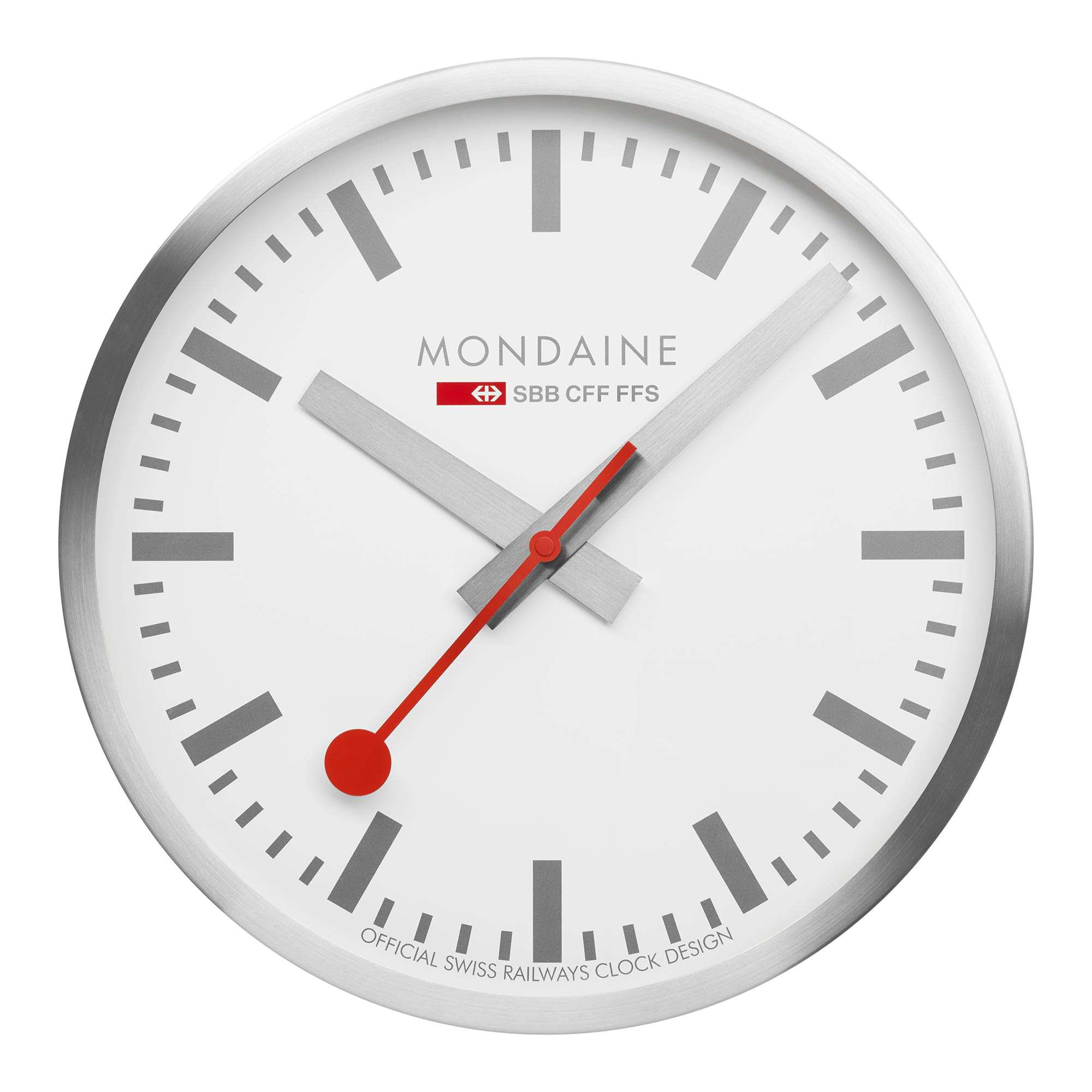 Mondaine Wall Clock White Dial Silver Case 40cm A995.CLOCK.17SBV