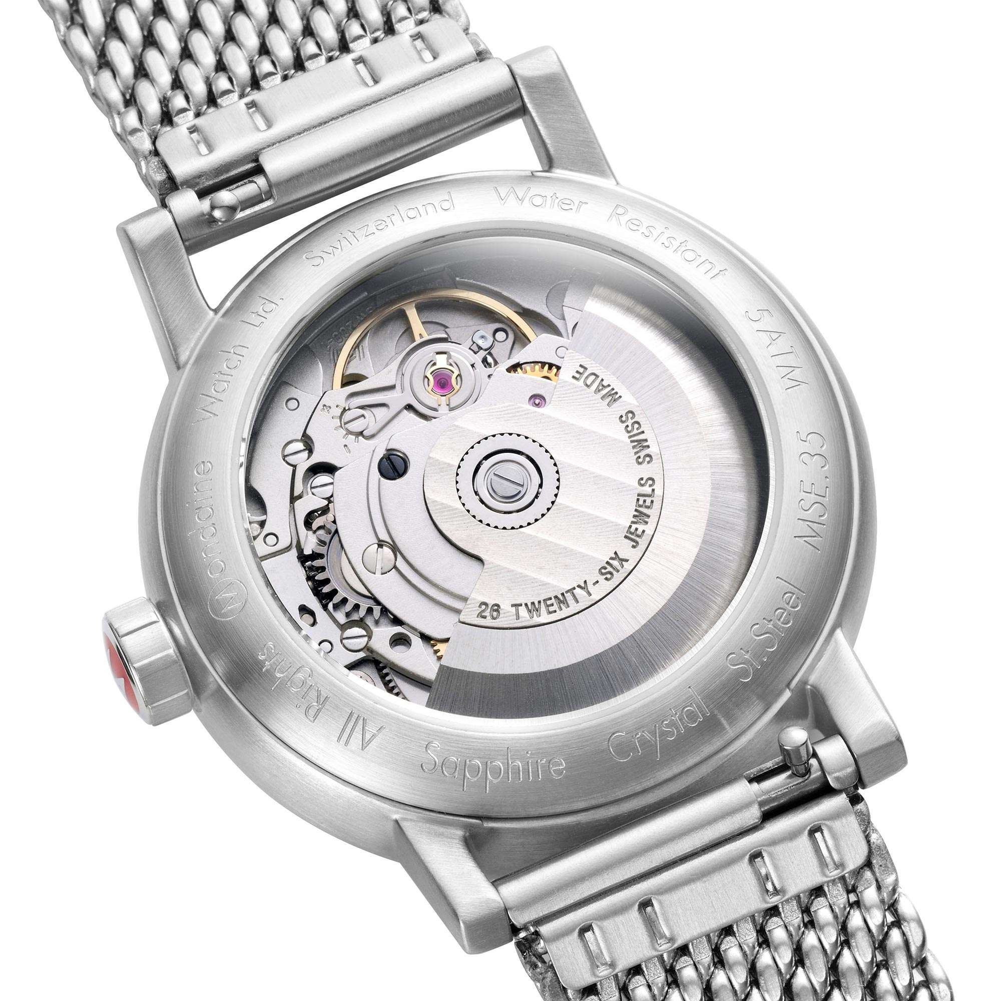Mondaine Evo2 Automatic White Dial Stainless Steel Bracelet Ladies Watch MSE.35610.SM