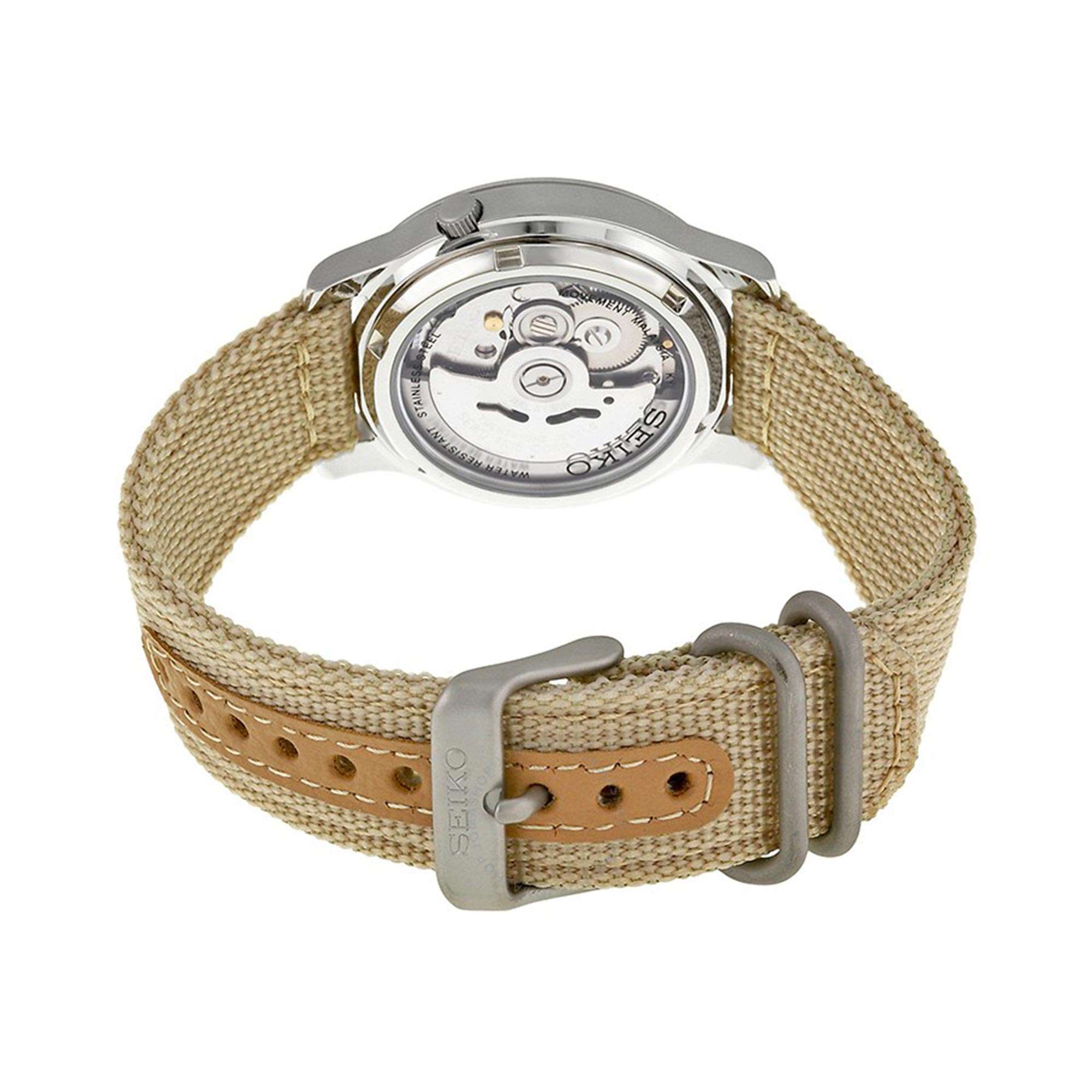 Seiko 5 Automatic Beige Dial Beige NATO Style Strap Men's Watch SNK803K2