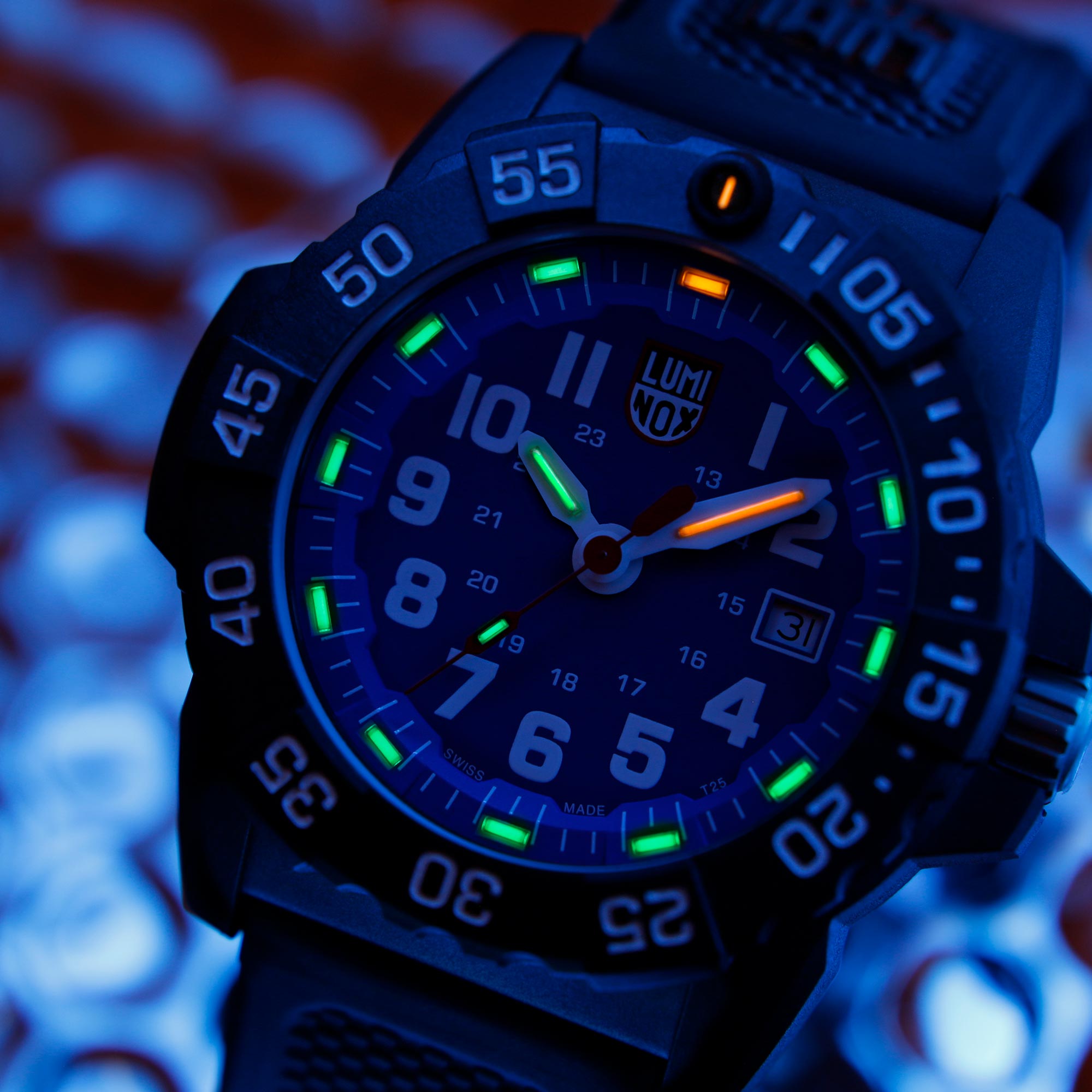 Luminox Navy SEAL 3500 Series Quartz Blue Dial Black Silicone Strap Men's Watch XS.3503.F