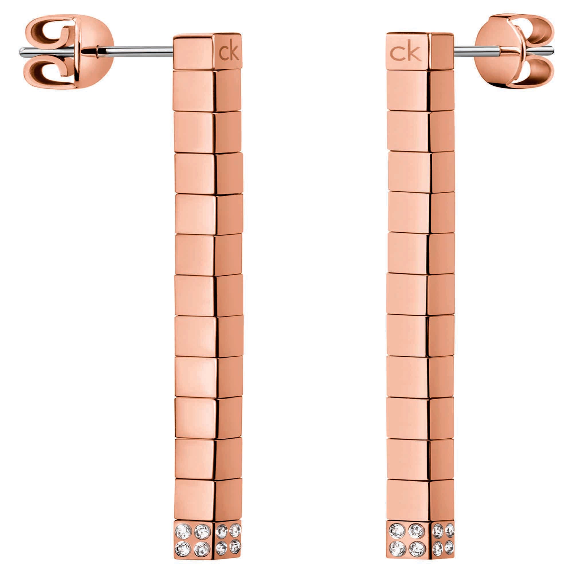 Calvin Klein Tune Rose Gold Stainless Steel Earrings Ladies Jewellery KJ9MPE140100