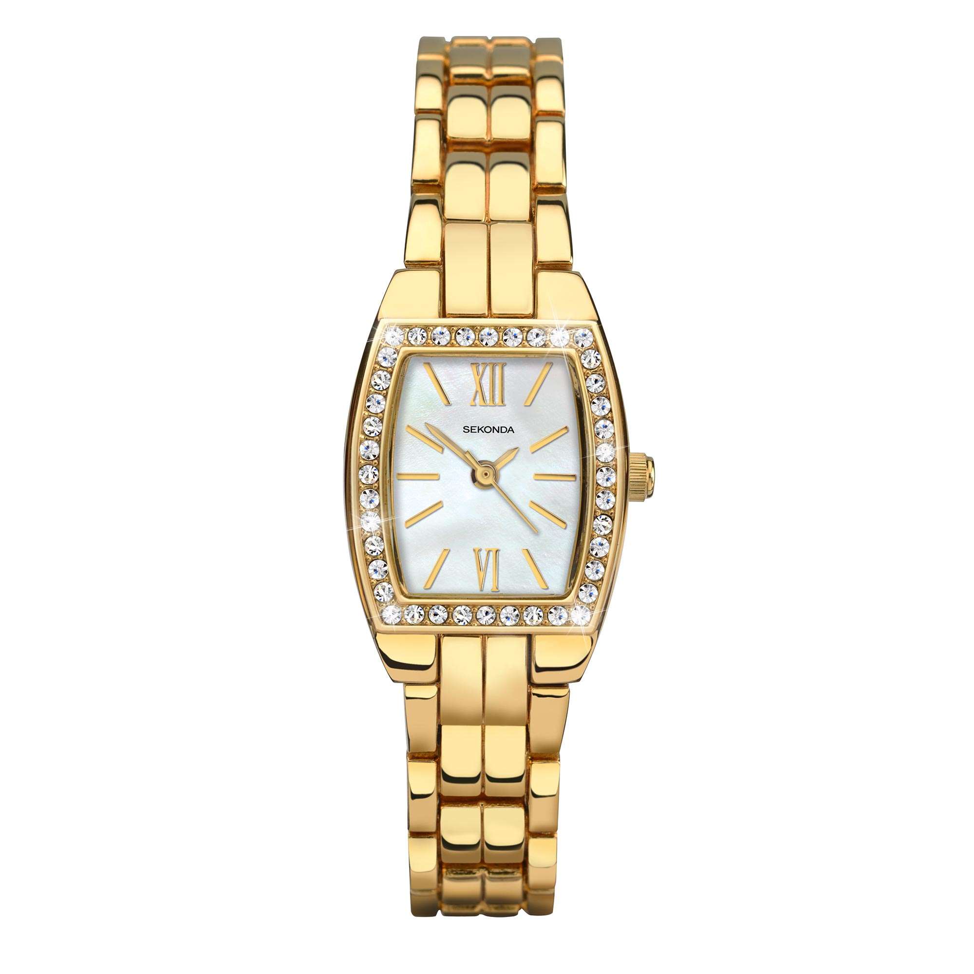 Sekonda Classic Quartz Blue Mother of Pearl Dial Gold PVD Bracelet Ladies Watch 2522