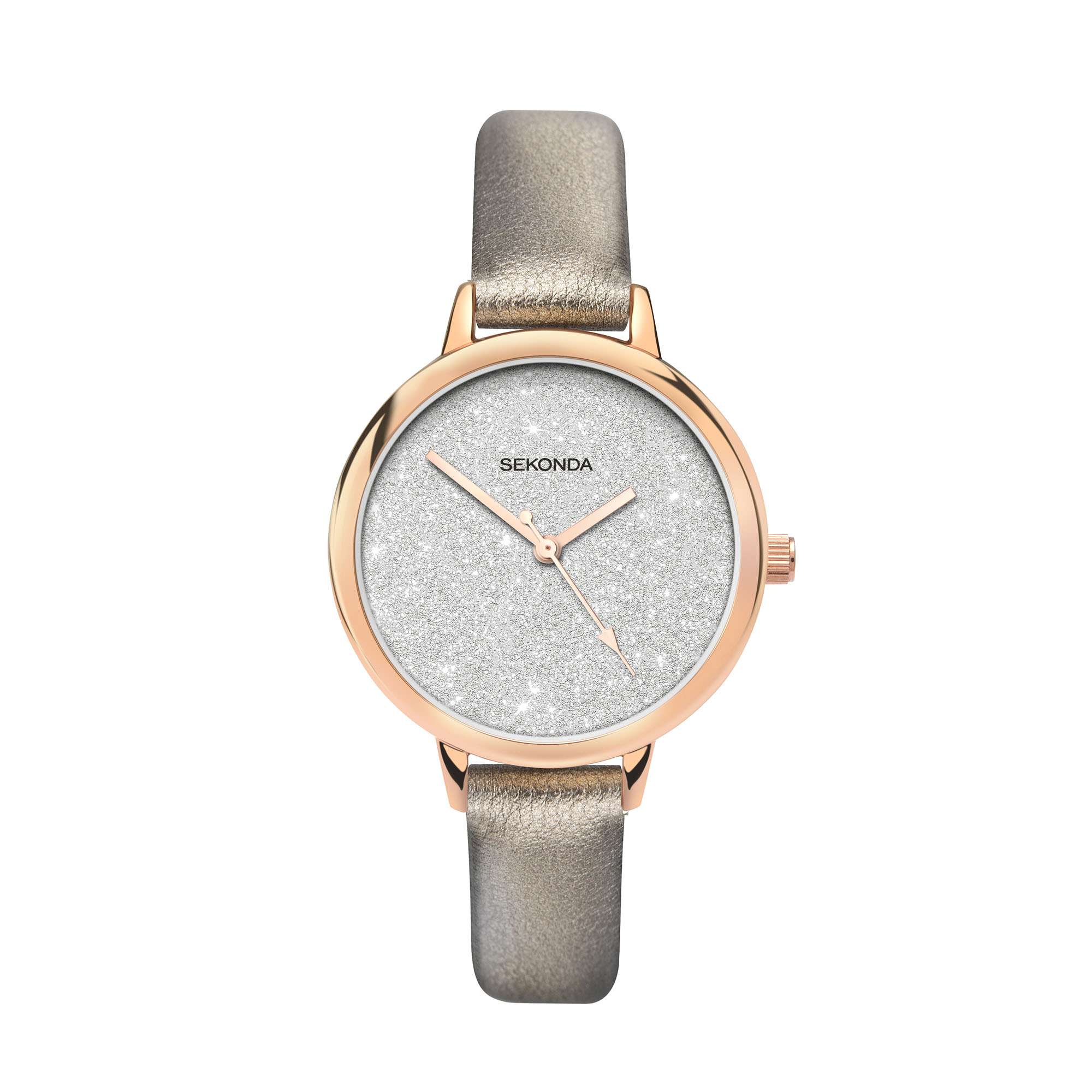 Sekonda Fashion Quartz Silver Dial Bronze Leather Strap Ladies Watch 40023