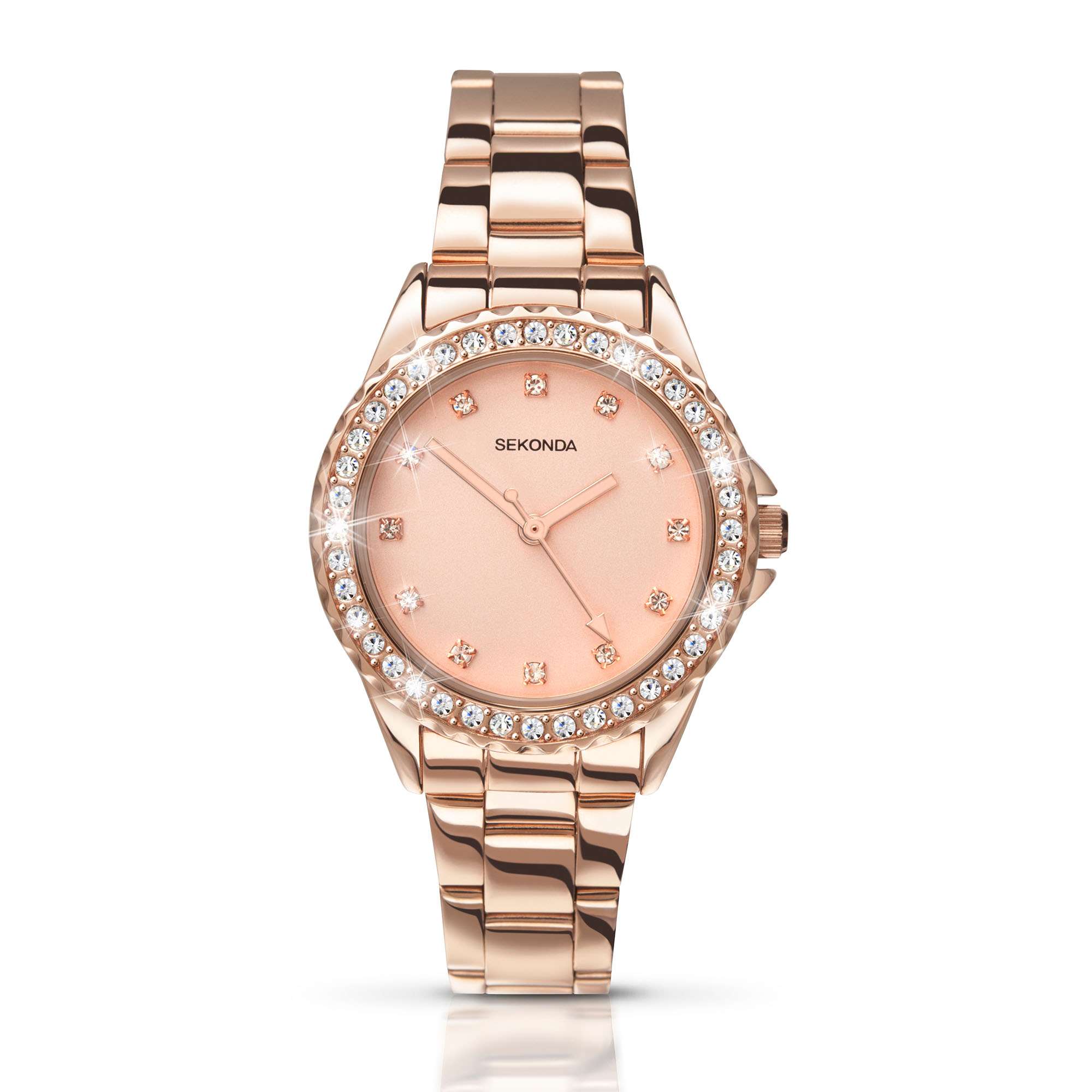 Sekonda Temptations Quartz Rose Gold Dial PVD Stainless Steel Case Ladies Watch 4253
