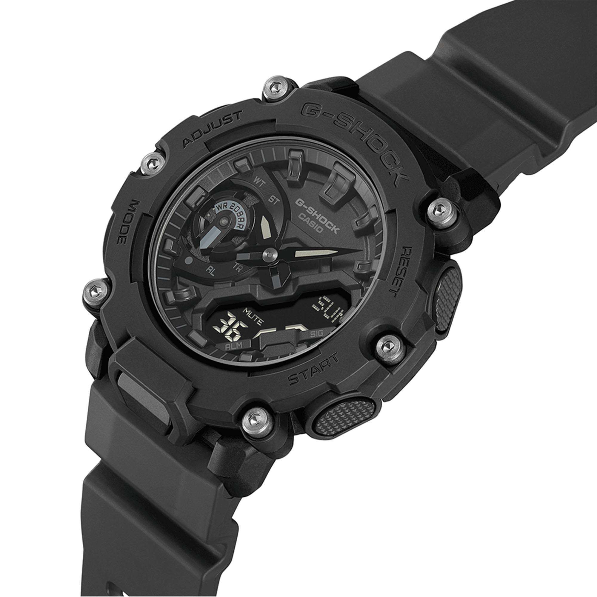 Casio G-Shock Quartz Black Dial Black Resin Strap Mens Watch GA-2200BB-1A