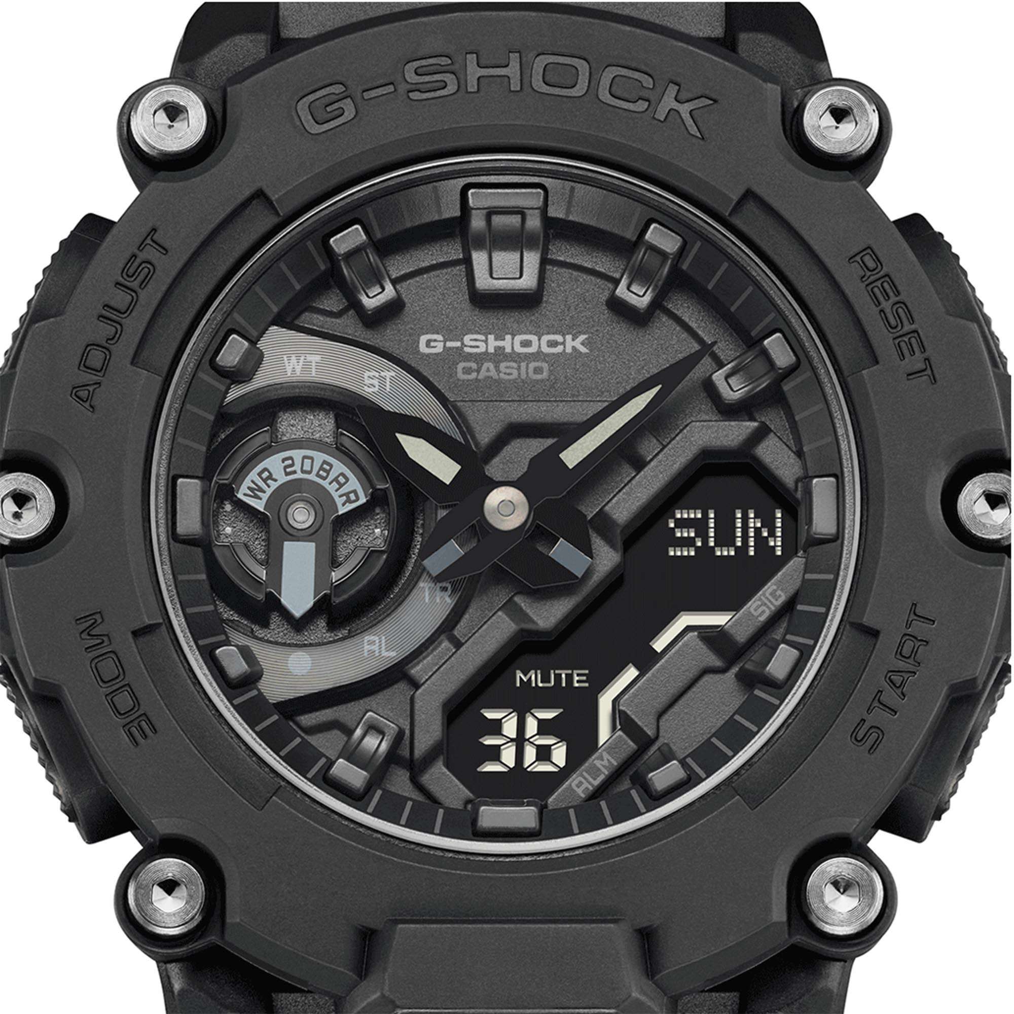 Casio G-Shock Quartz Black Dial Black Resin Strap Mens Watch GA-2200BB-1A