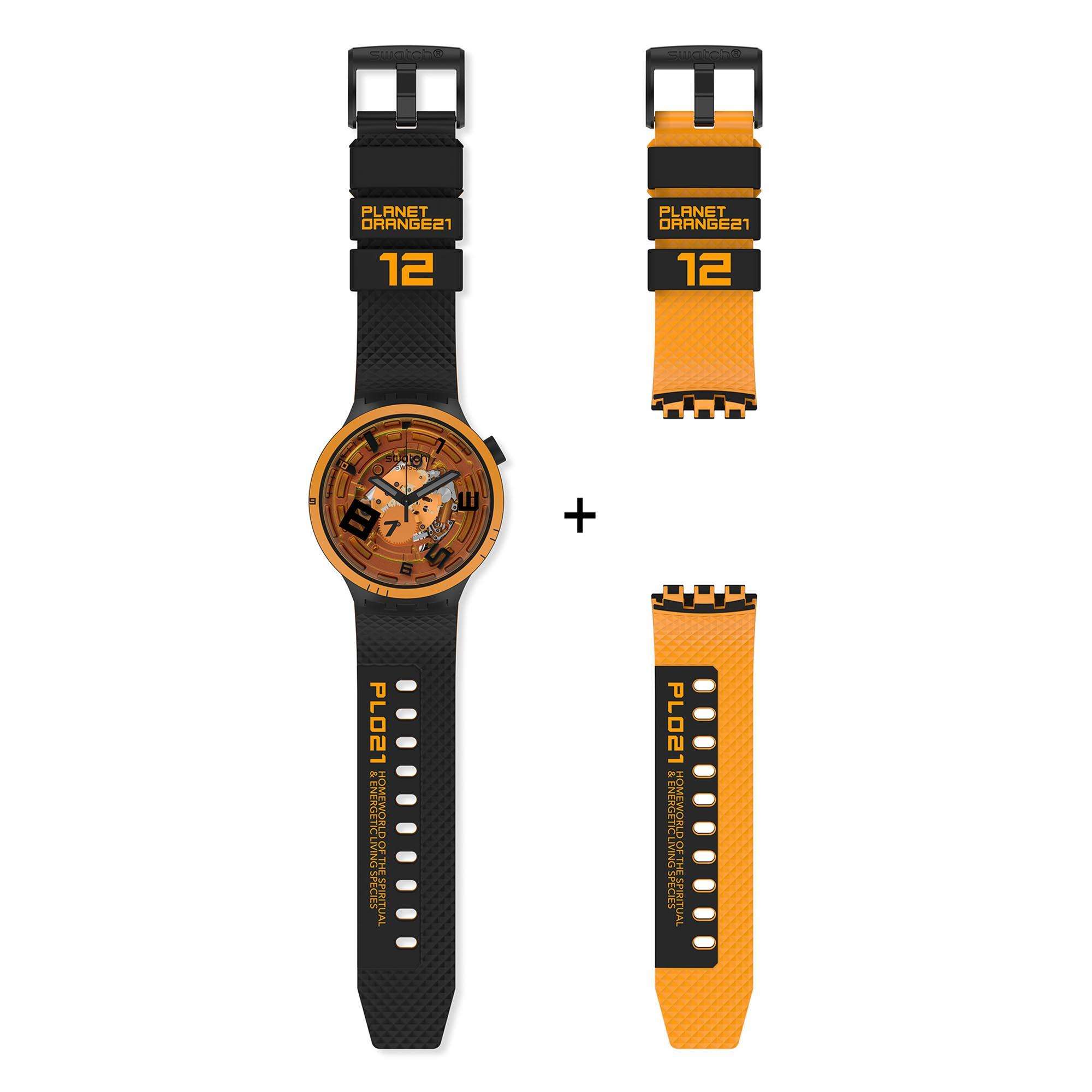Swatch Big Bold Oops! Transparent Dial Black Silicone Strap Unisex Watch SB01B127