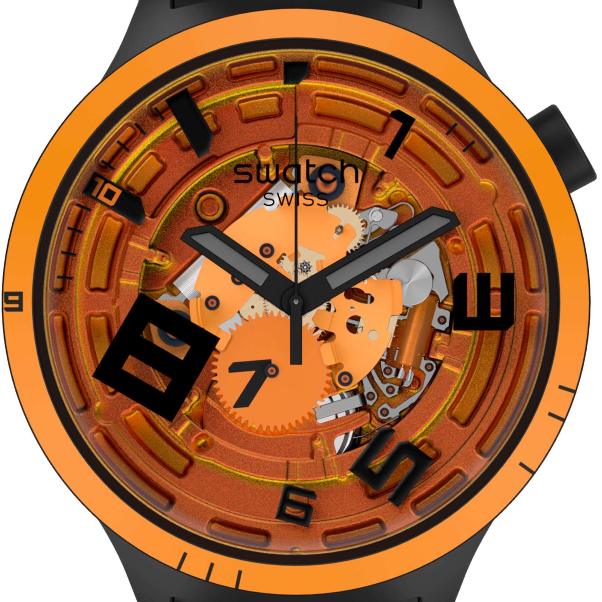 Swatch Big Bold Oops! Transparent Dial Black Silicone Strap Unisex Watch SB01B127
