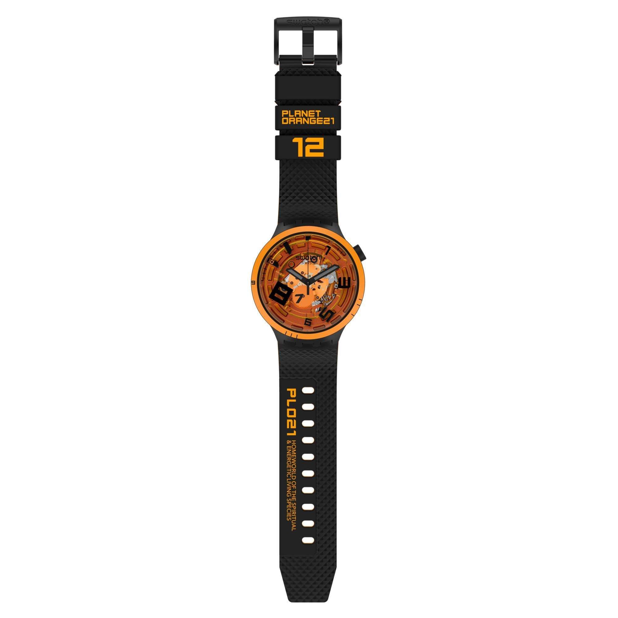 Swatch Big Bold Oops! Transparent Dial Black Silicone Strap Unisex Watch SB01B127