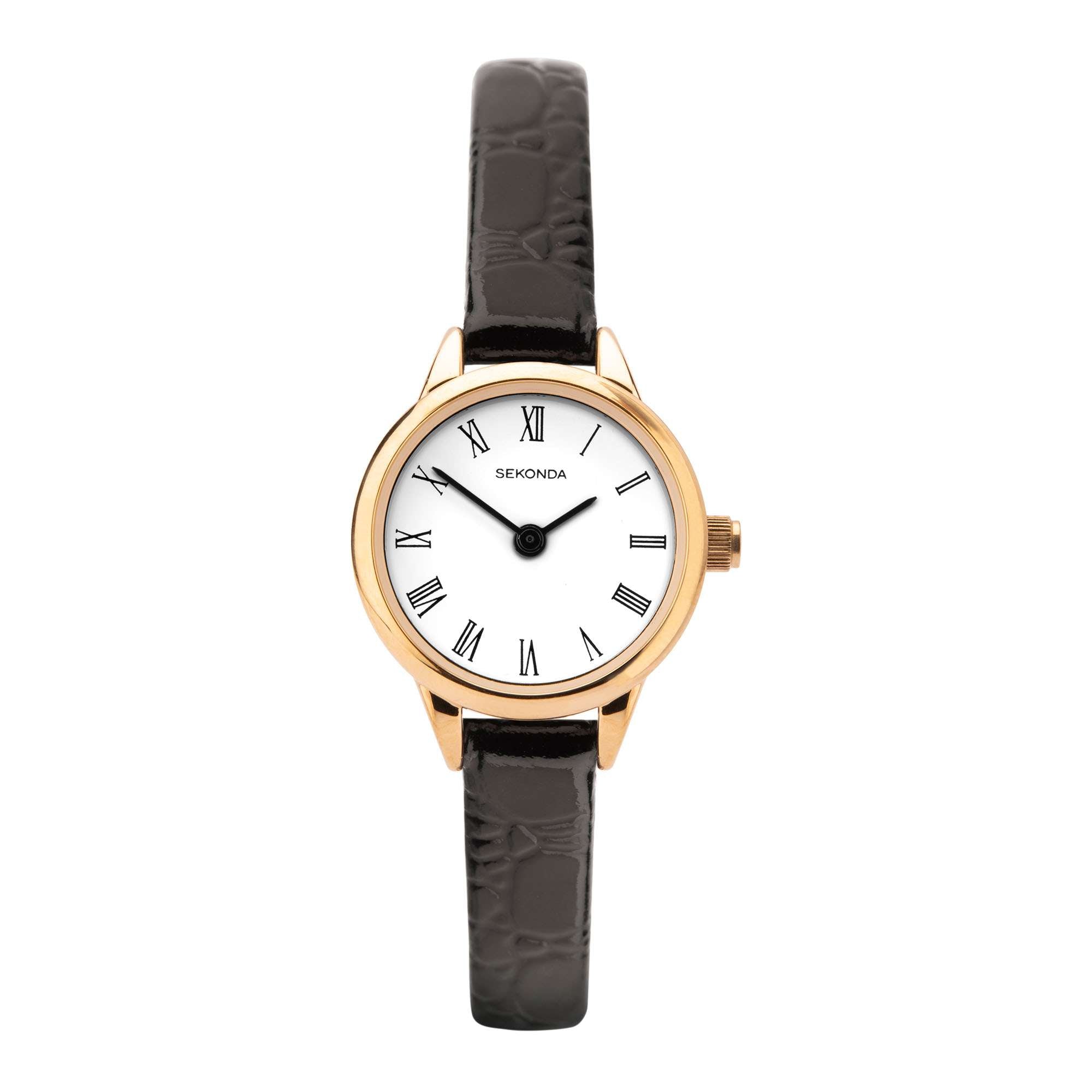 Sekonda Quartz White Dial Black Leather Strap Ladies Watch 2953
