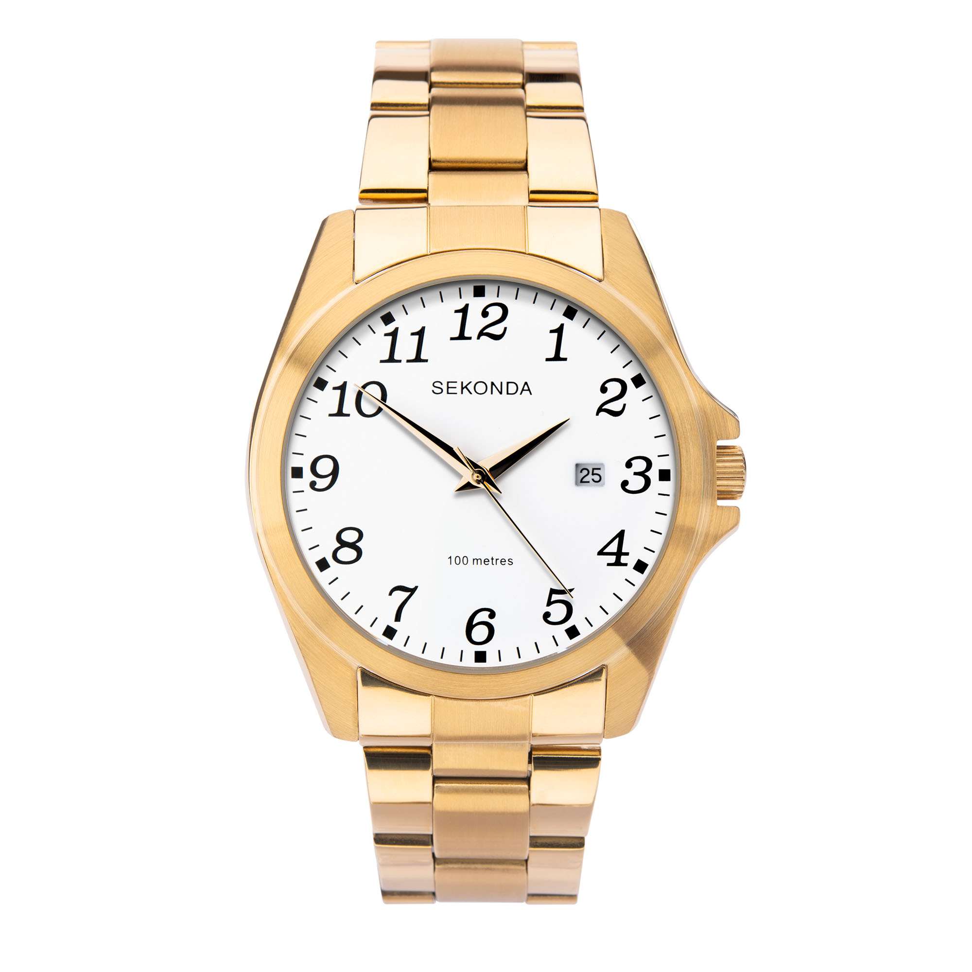 Sekonda Classic Quartz White Dial Gold PVD Stainless Steel Bracelet Men's Watch 1637